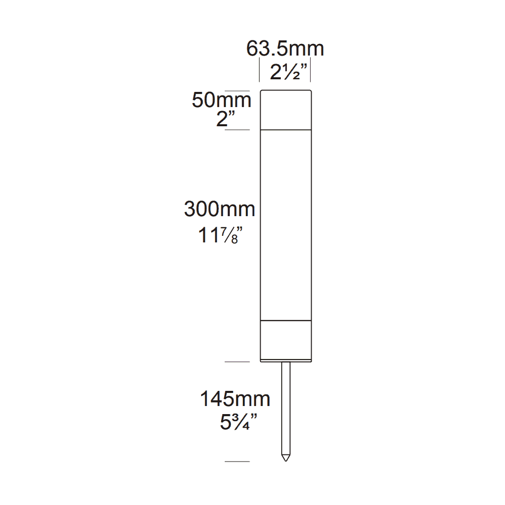 Hunza Bollard 300mm GU10 (Spike Mounted) - Powder Coat - Mains