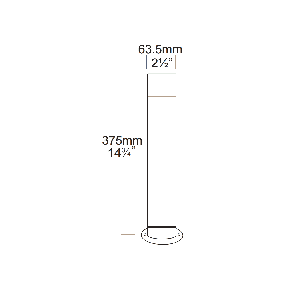 Hunza Bollard 300mm GU10 (90mm Flange Mounted) - Powder Coat - Mains