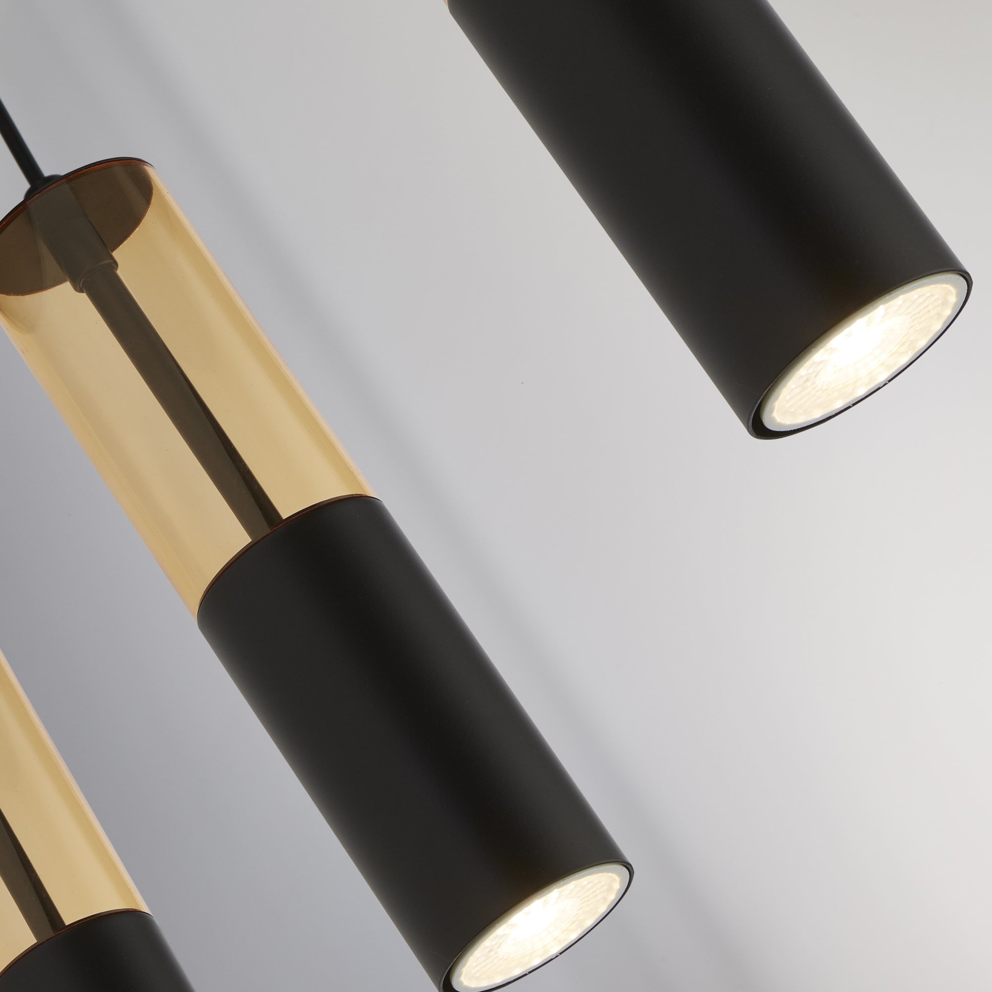 Searchlight Maud 5 Light Bar Ceiling Pendant - Amber Acrylic & Black