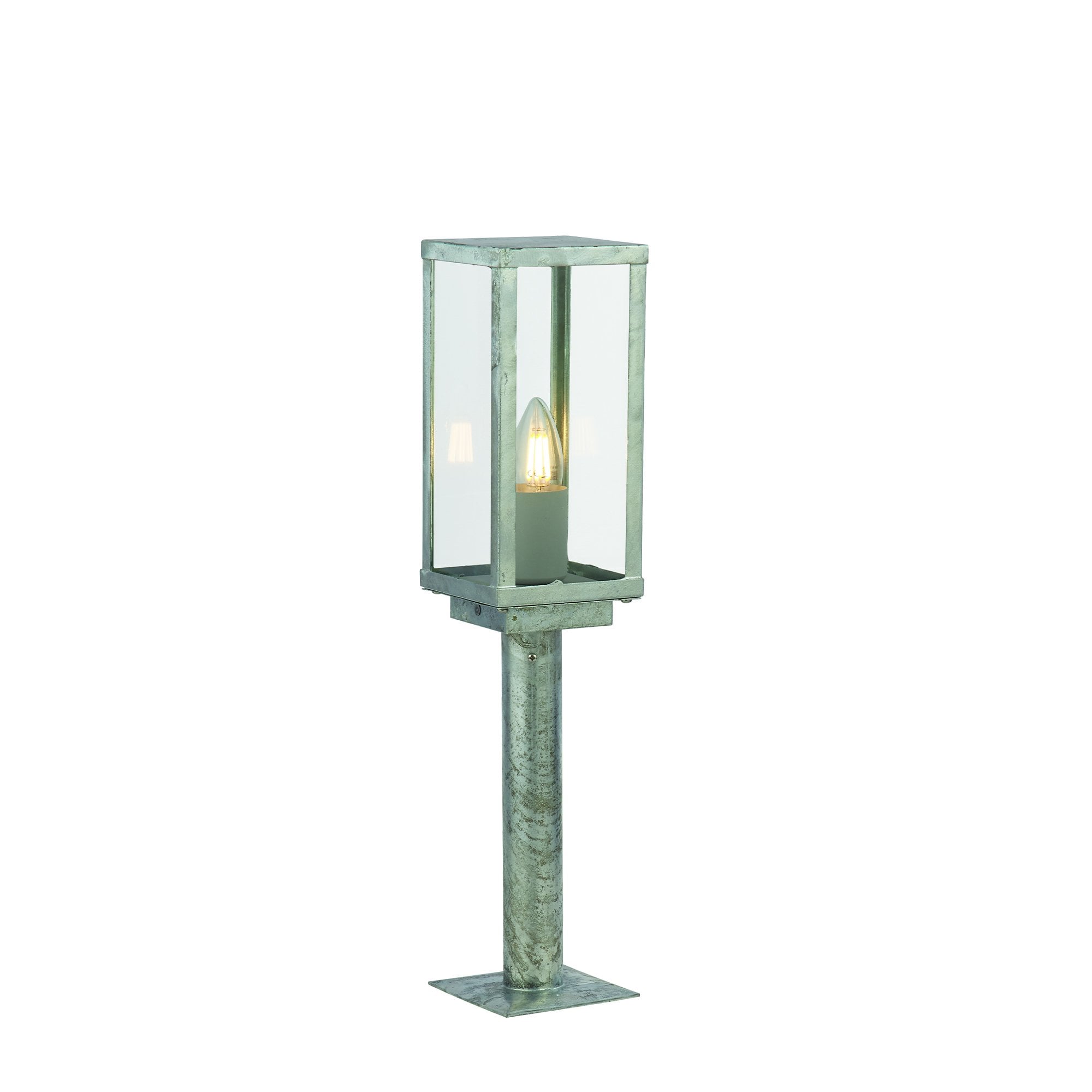 Searchlight Byron II 500mm Outdoor IP44 Post - Silver & Clear Glass