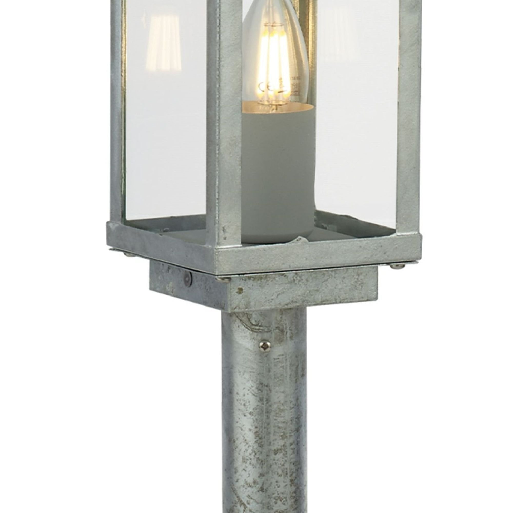 Searchlight Byron II 500mm Outdoor IP44 Post - Silver & Clear Glass