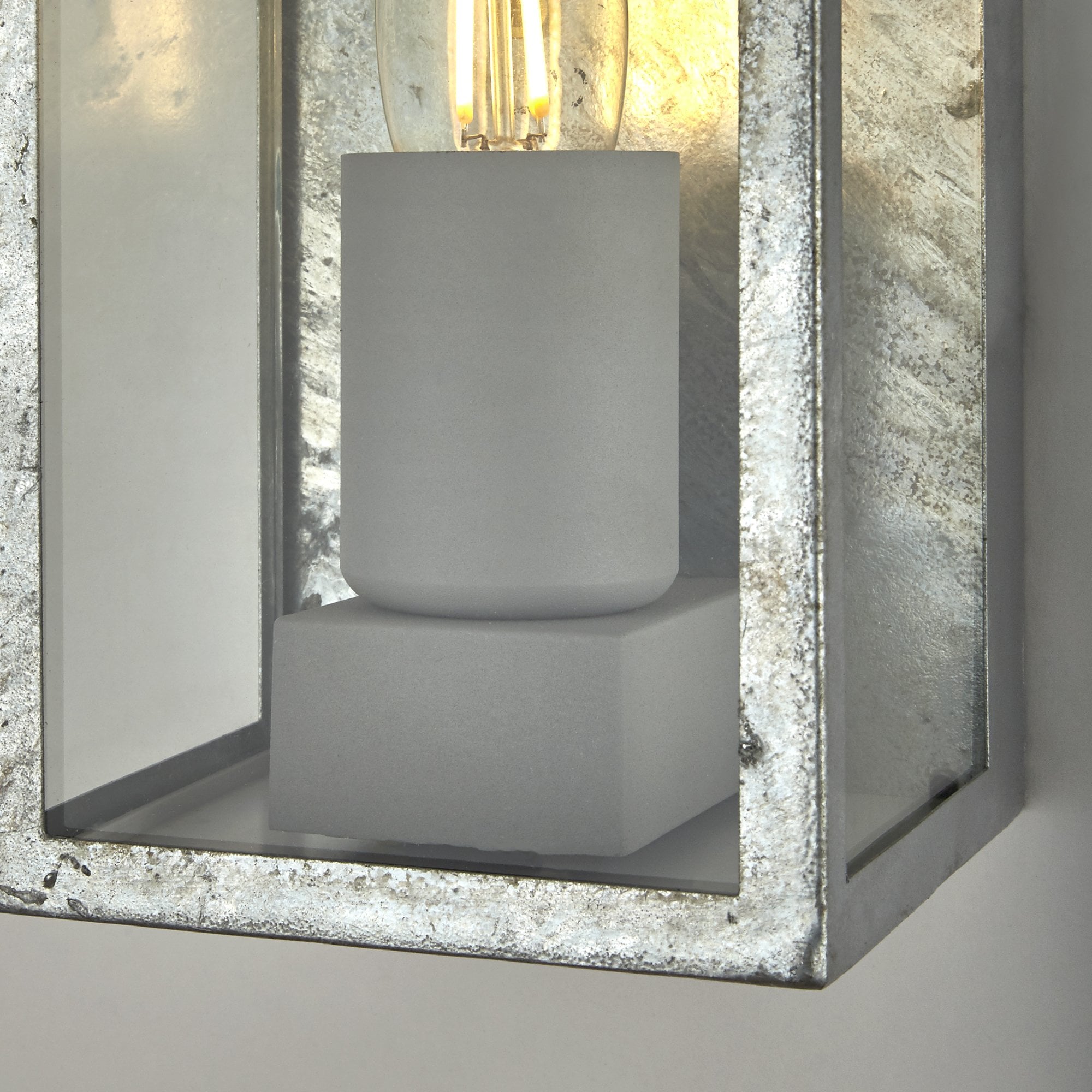Searchlight Byron II Outdoor IP44 Wall Light - Silver & Clear Glass
