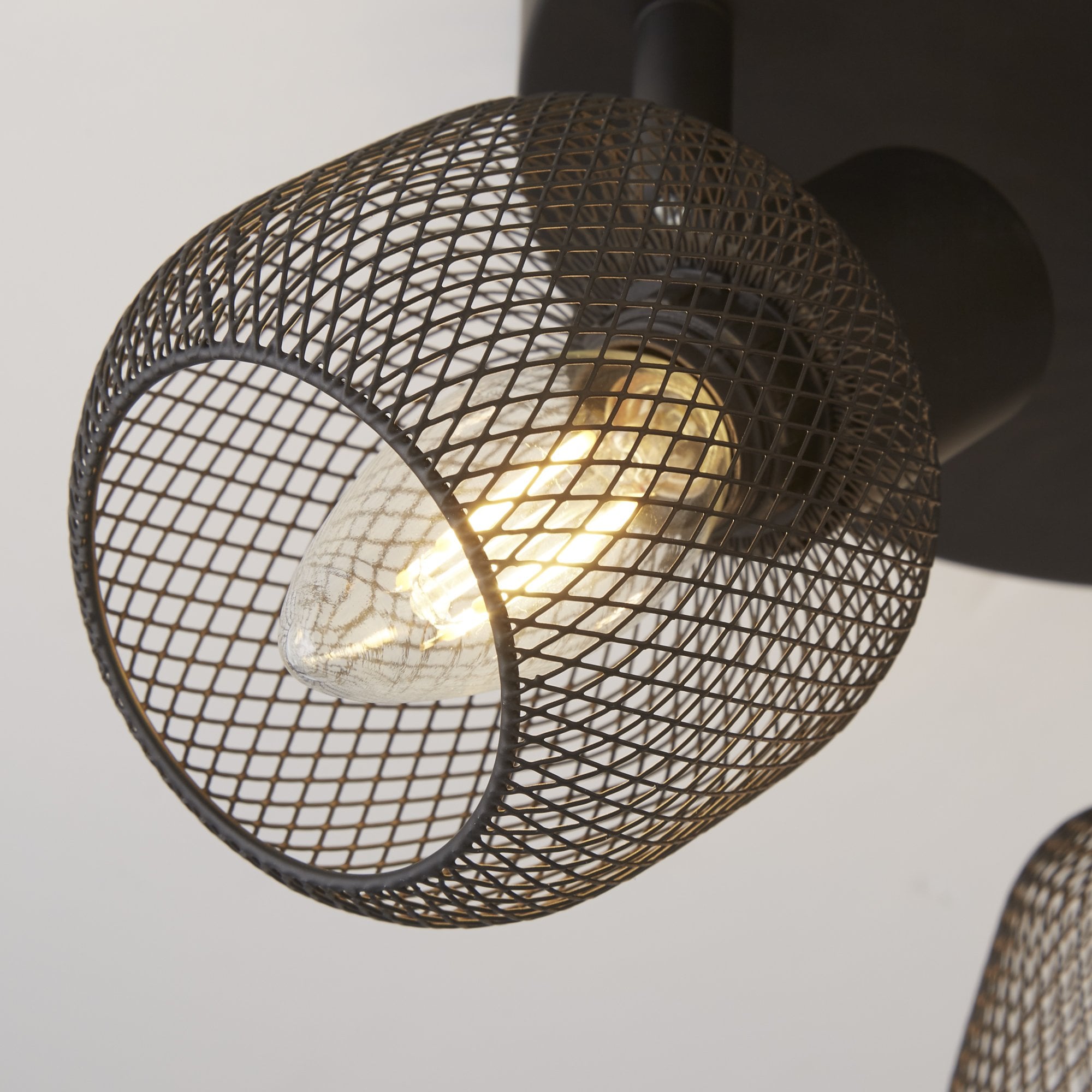 Searchlight McLeod 3 Light Cage Round Spotlight - Black