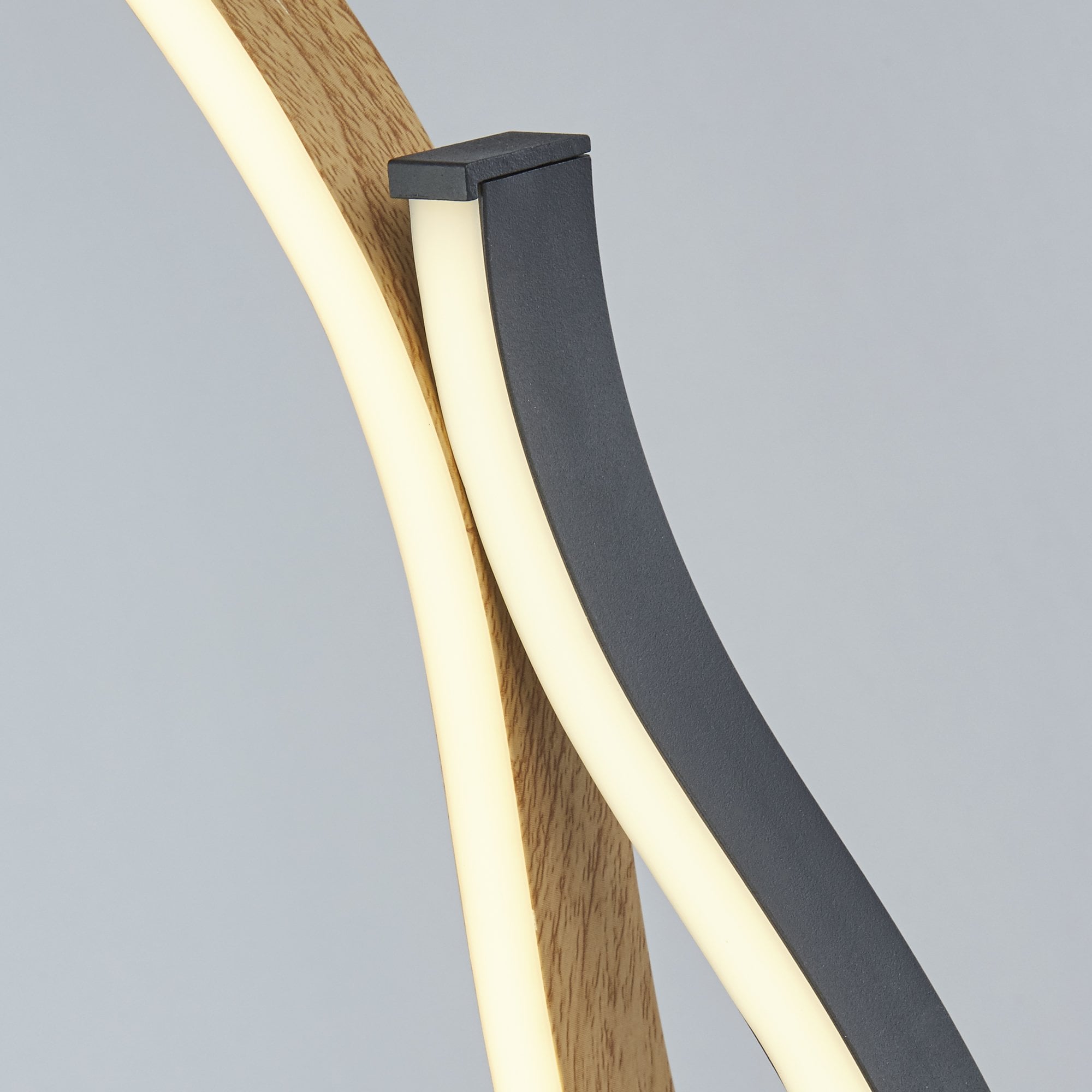 Searchlight Belmont Swirl LED Table Lamp - Black With Wood Effect