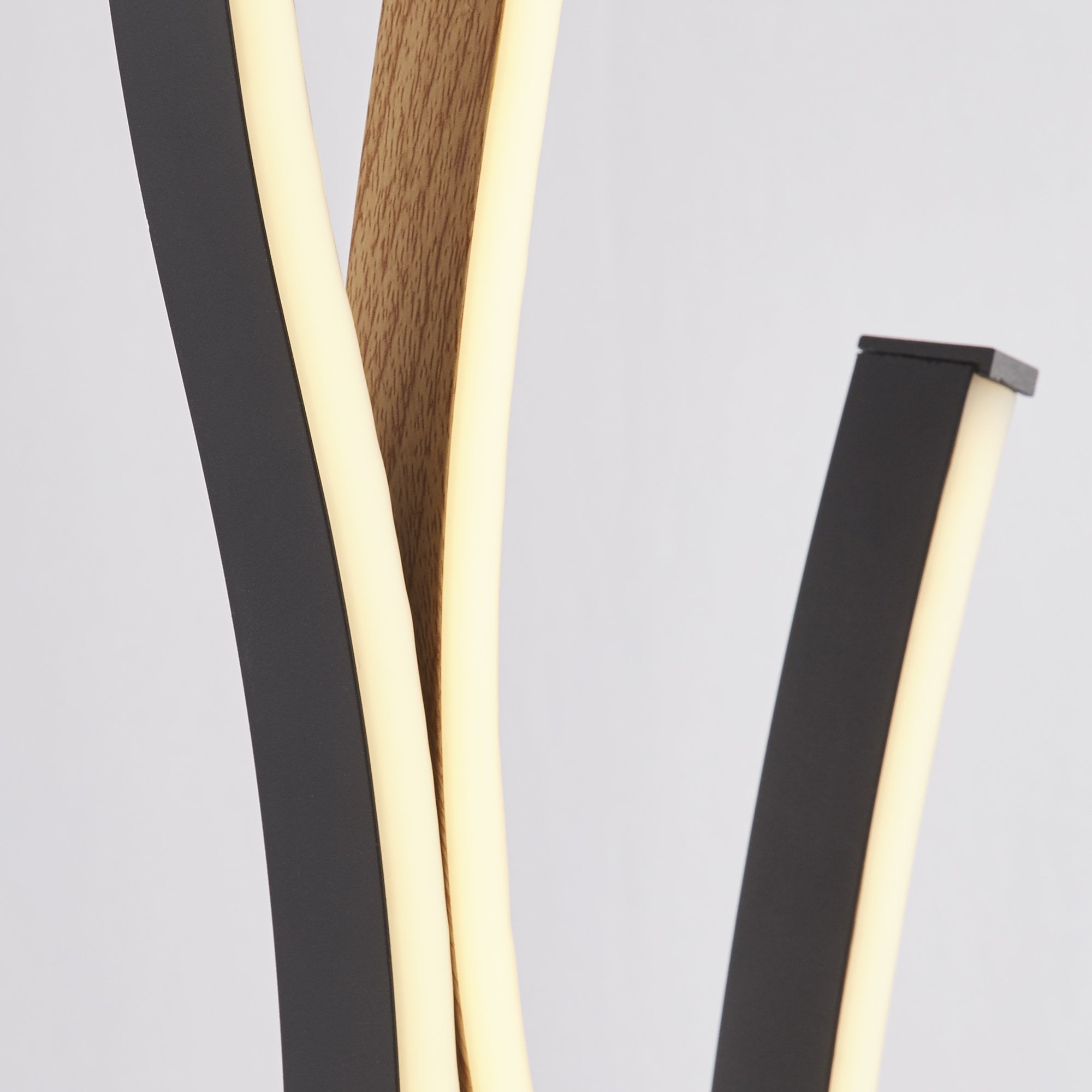 Searchlight Belmont Swirl LED Floor Lamp - Black With Wood Effect