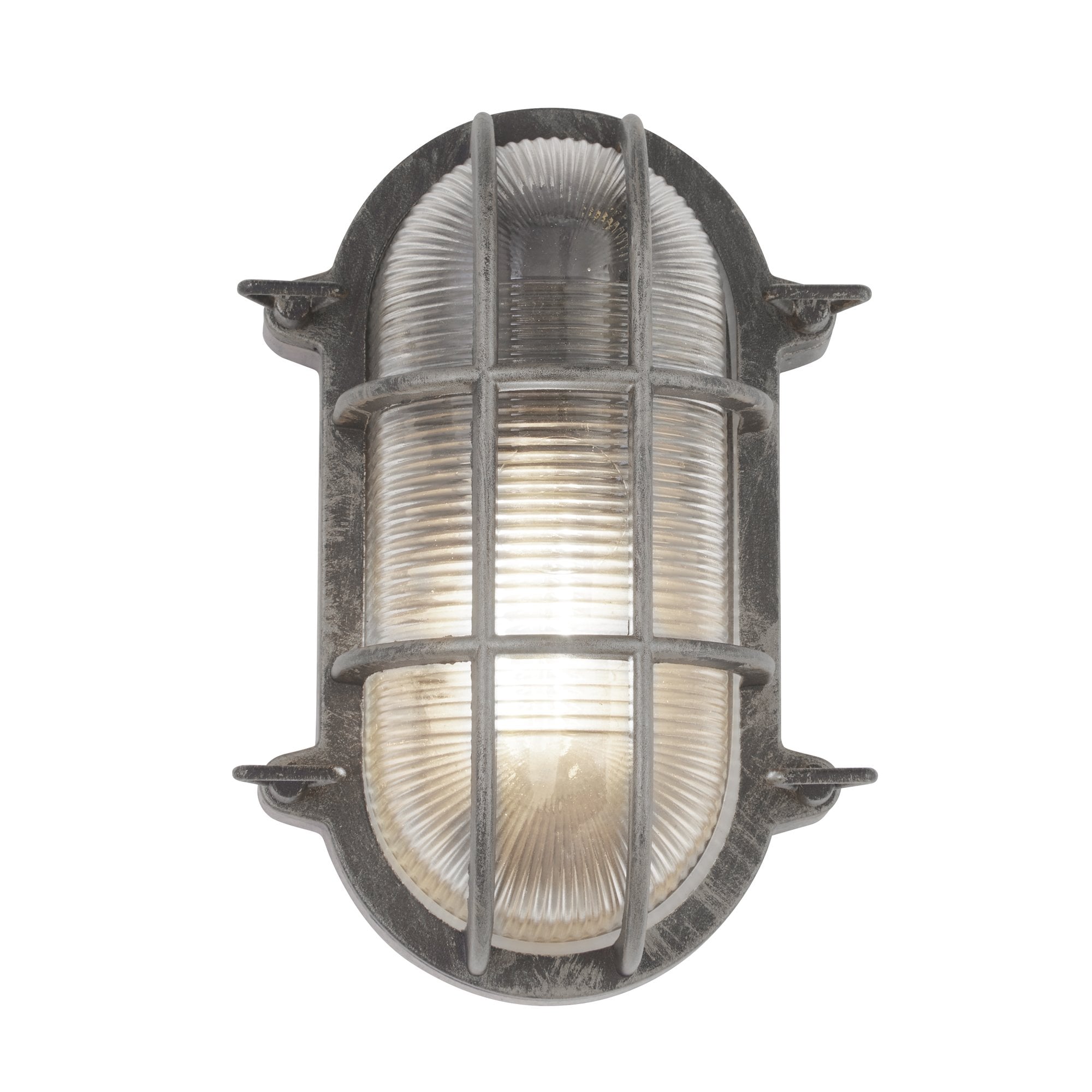 Searchlight Browside IP44 Outdoor Light - Oval - Black Silver Aluminium