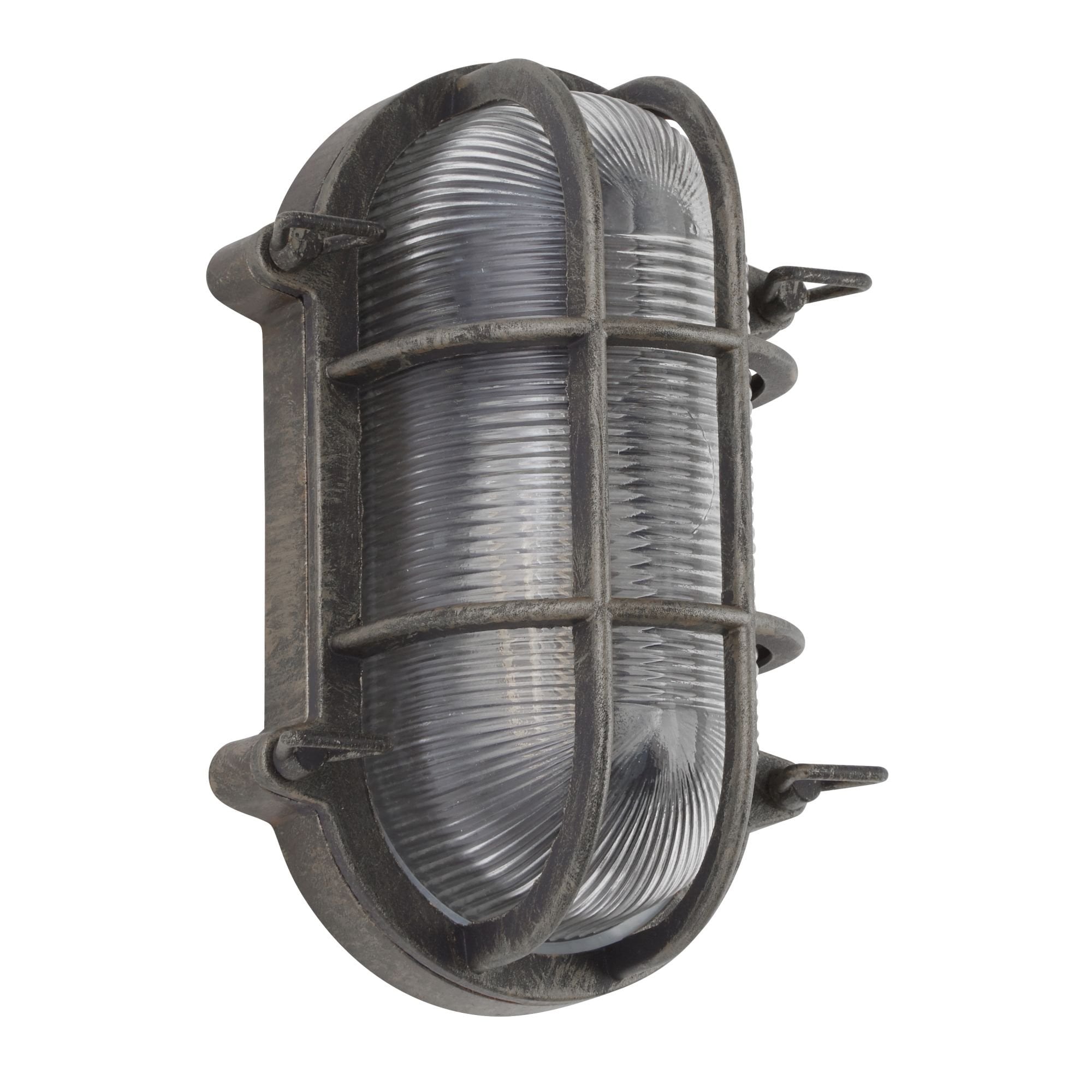 Searchlight Browside IP44 Outdoor Light - Oval - Black Silver Aluminium