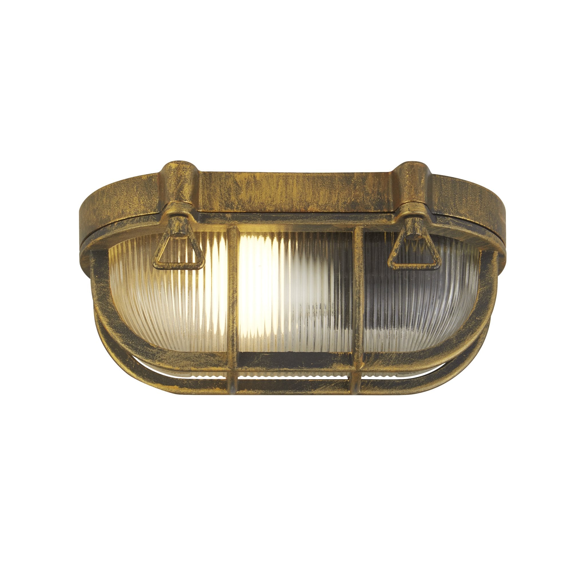 Searchlight Browside IP44 Outdoor Light - Oval - Black Gold Aluminium