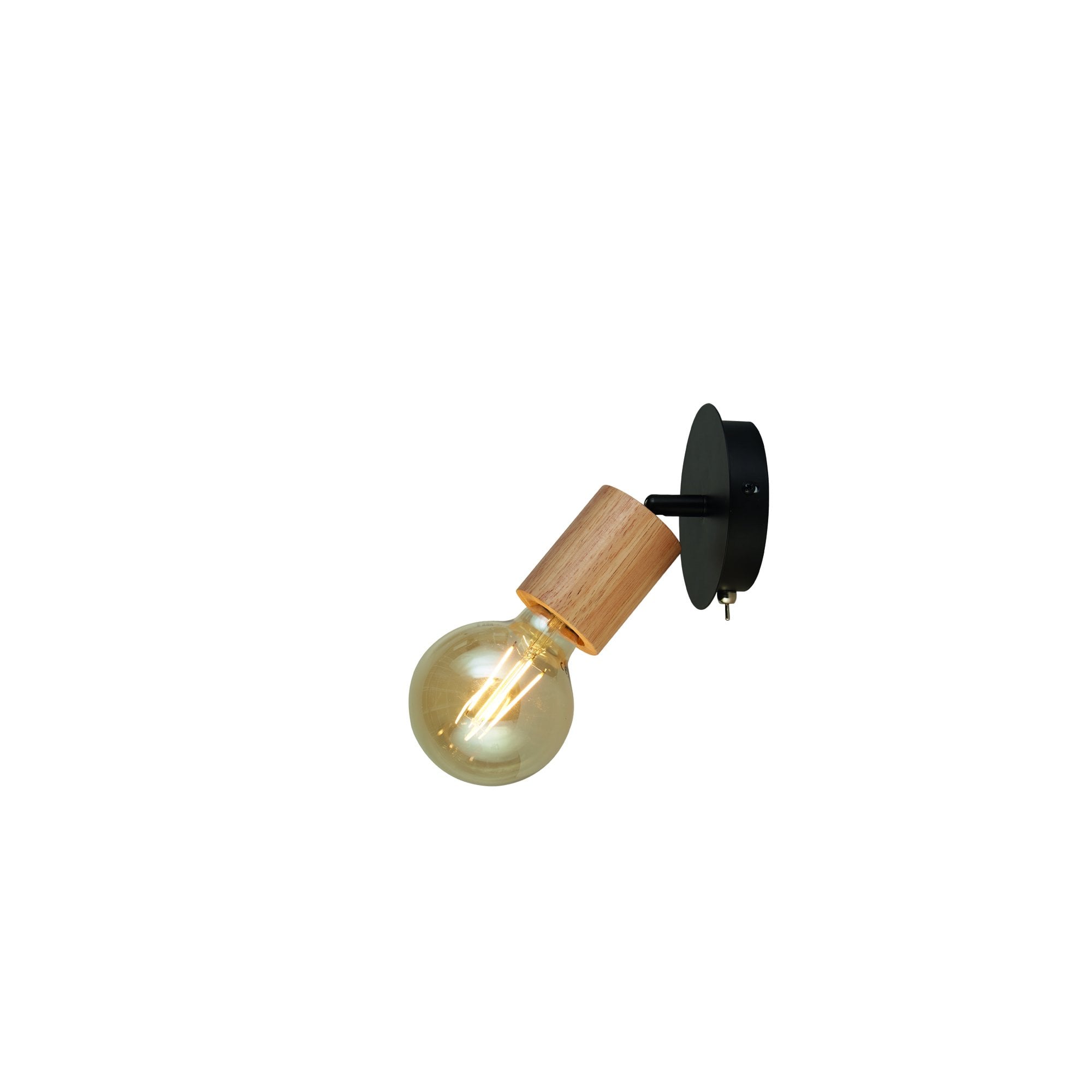 Searchlight South Spotlight Wall Light- Wood & Black Metal
