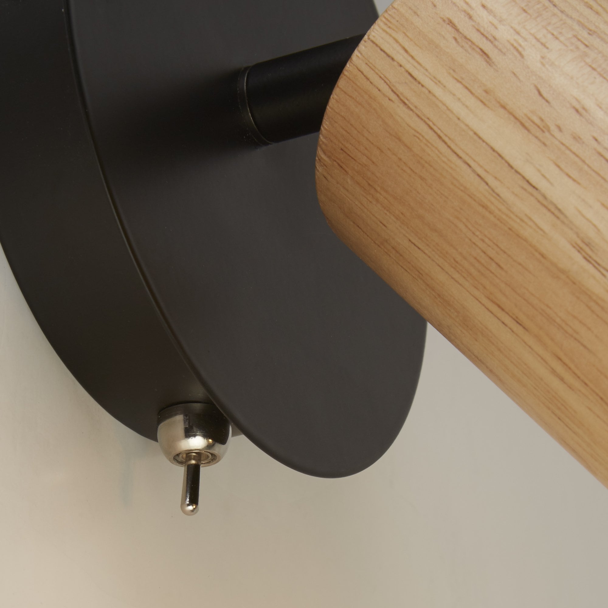 Searchlight South Spotlight Wall Light- Wood & Black Metal