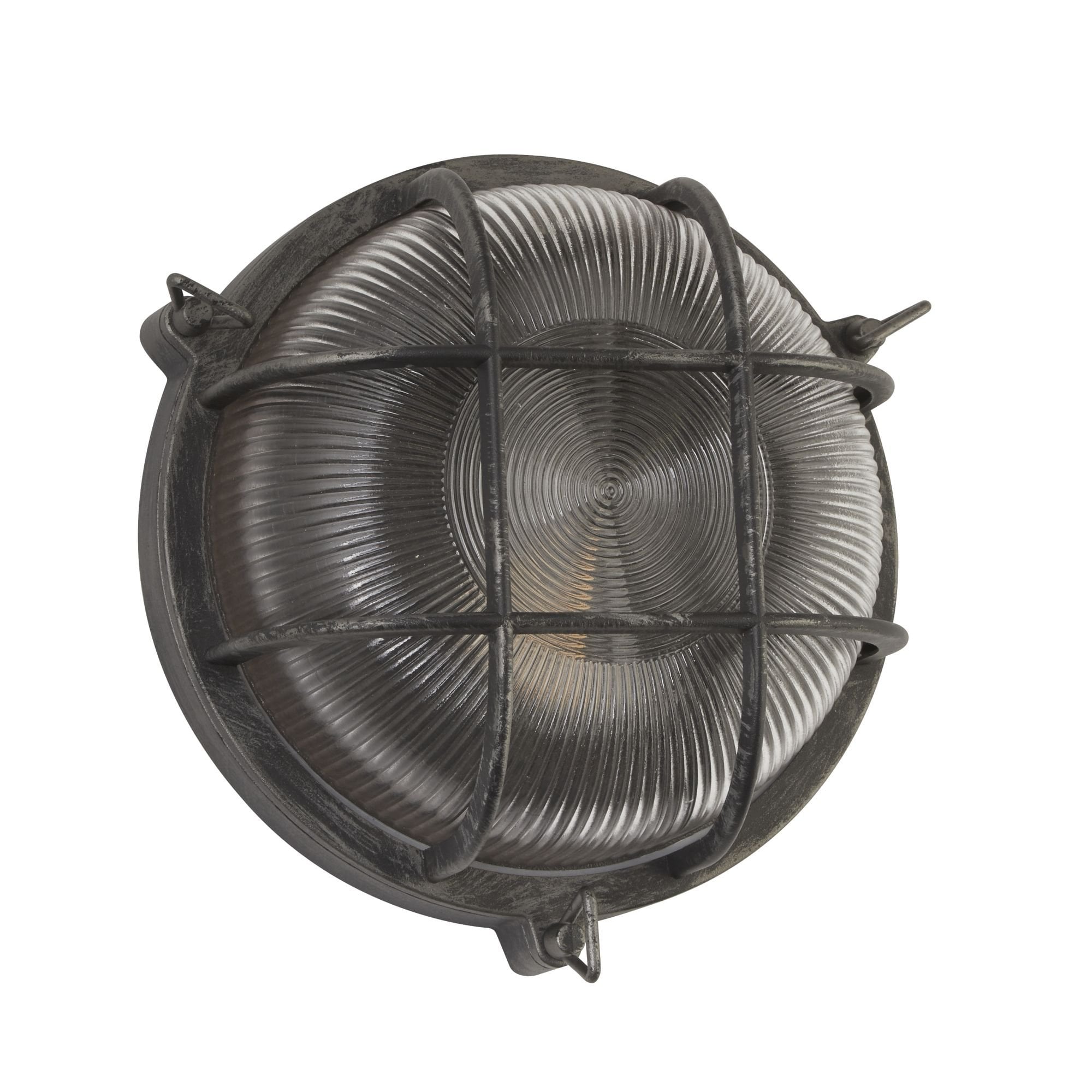 Searchlight Browside IP44 Outdoor Light - Round - Black Silver Aluminium