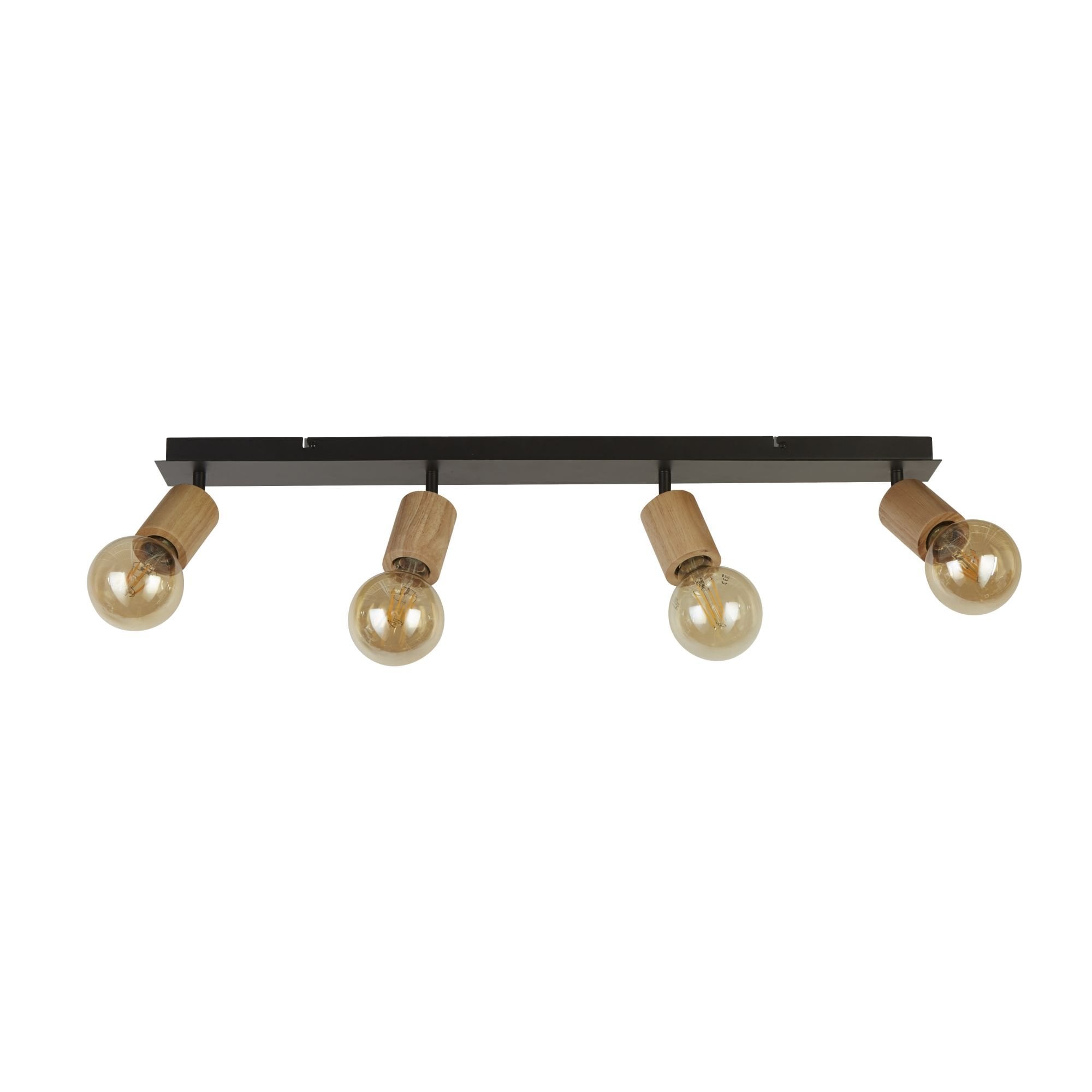 Searchlight South 4 Light Bar Spotlight- Wood & Black Metal
