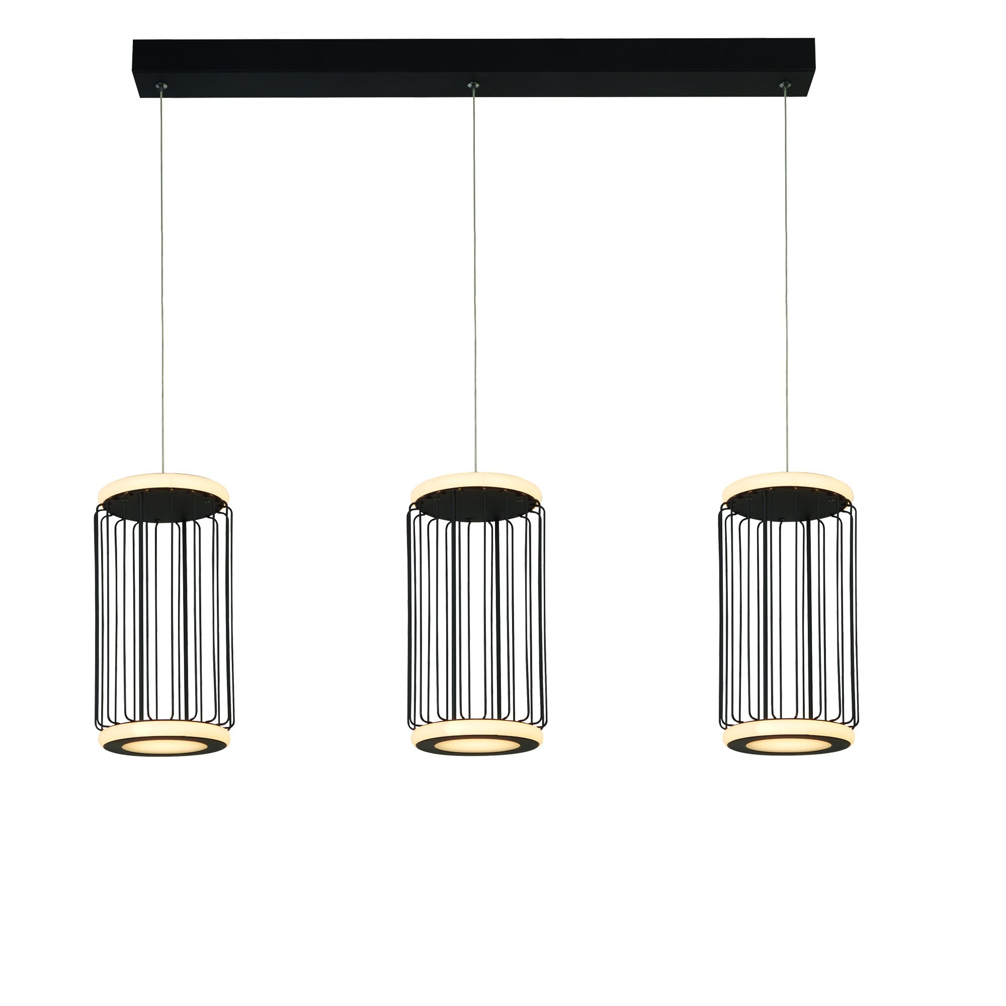 Searchlight Canova 3 Light Cage LED Bar Ceiling Pendant  - Black Metal