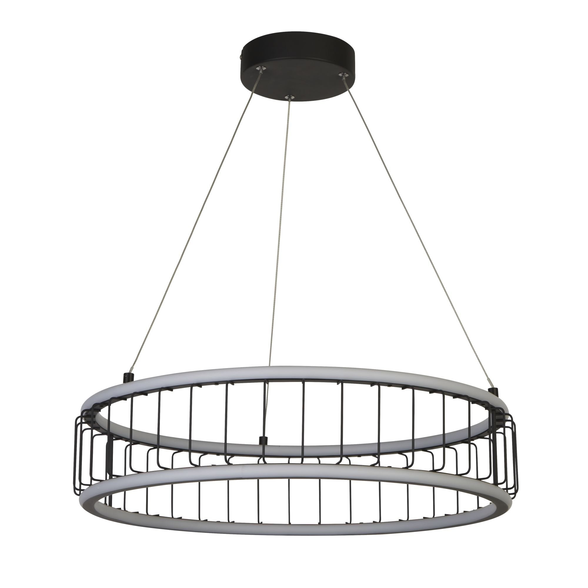 Searchlight Canova Cage LED Drum Ceiling Pendant -  Large - Black Metal