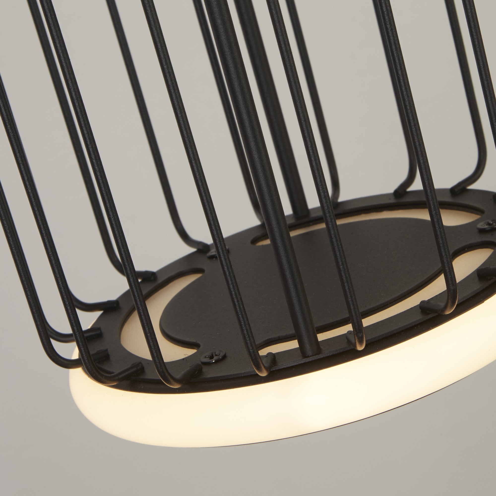 Searchlight Canova 3 Light Cage LED Bar Ceiling Pendant  - Black Metal