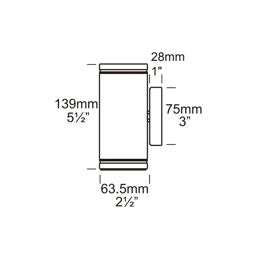 Hunza Pillar Light GU10 - Powder Coat - Mains