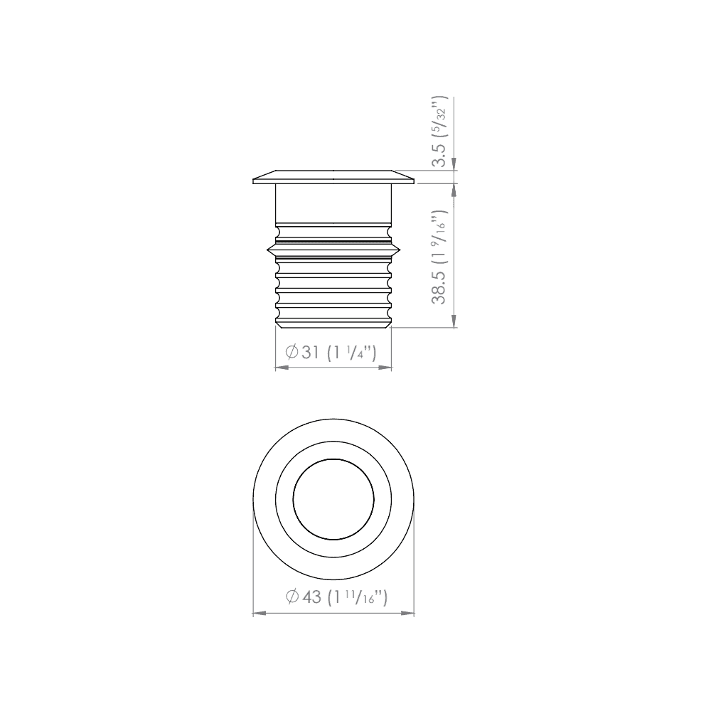LuxR M1 Round Recessed - Copper - Low Voltage