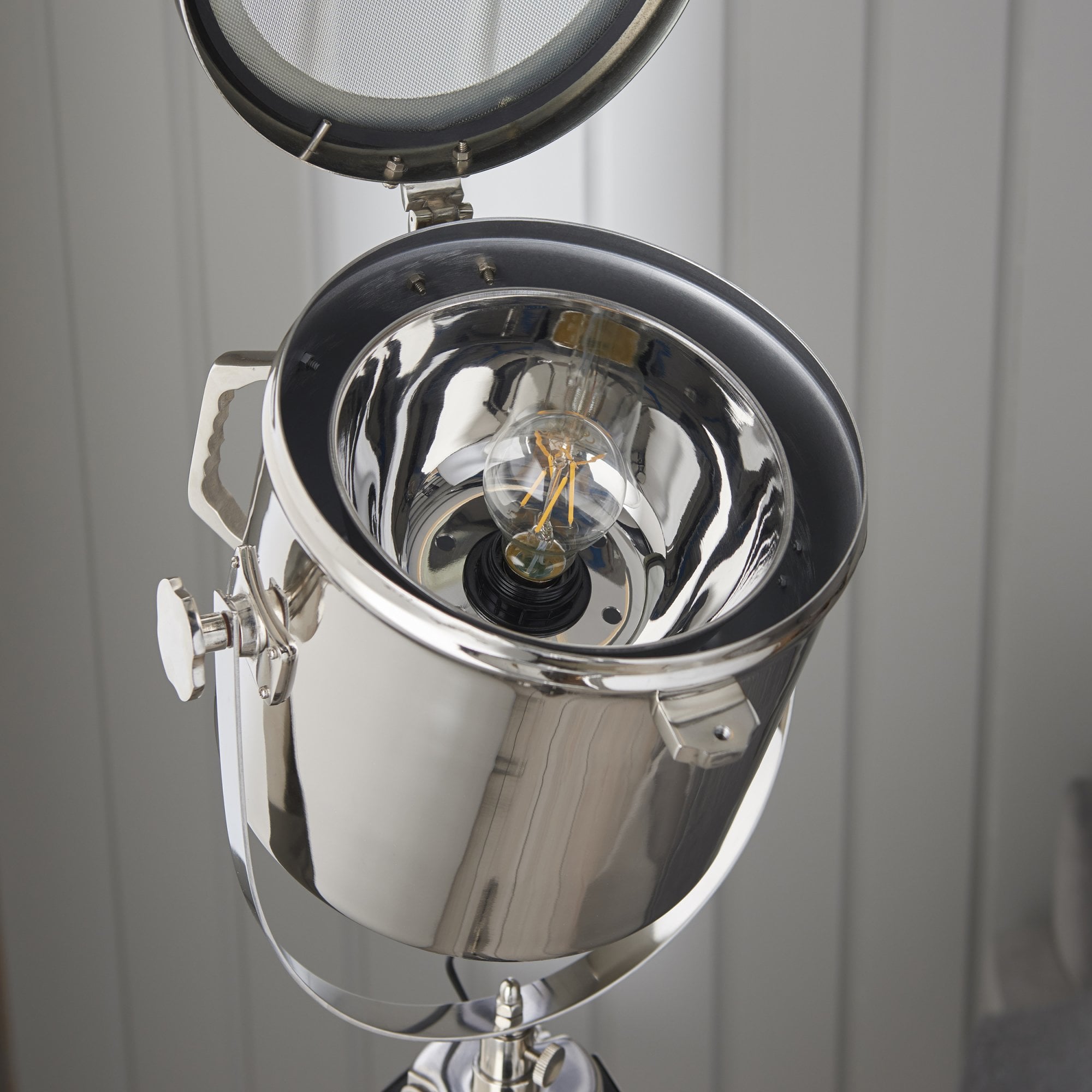 Endon Nautical Single Light Floor Lamp - Polished Nickel Plate & Matt Black