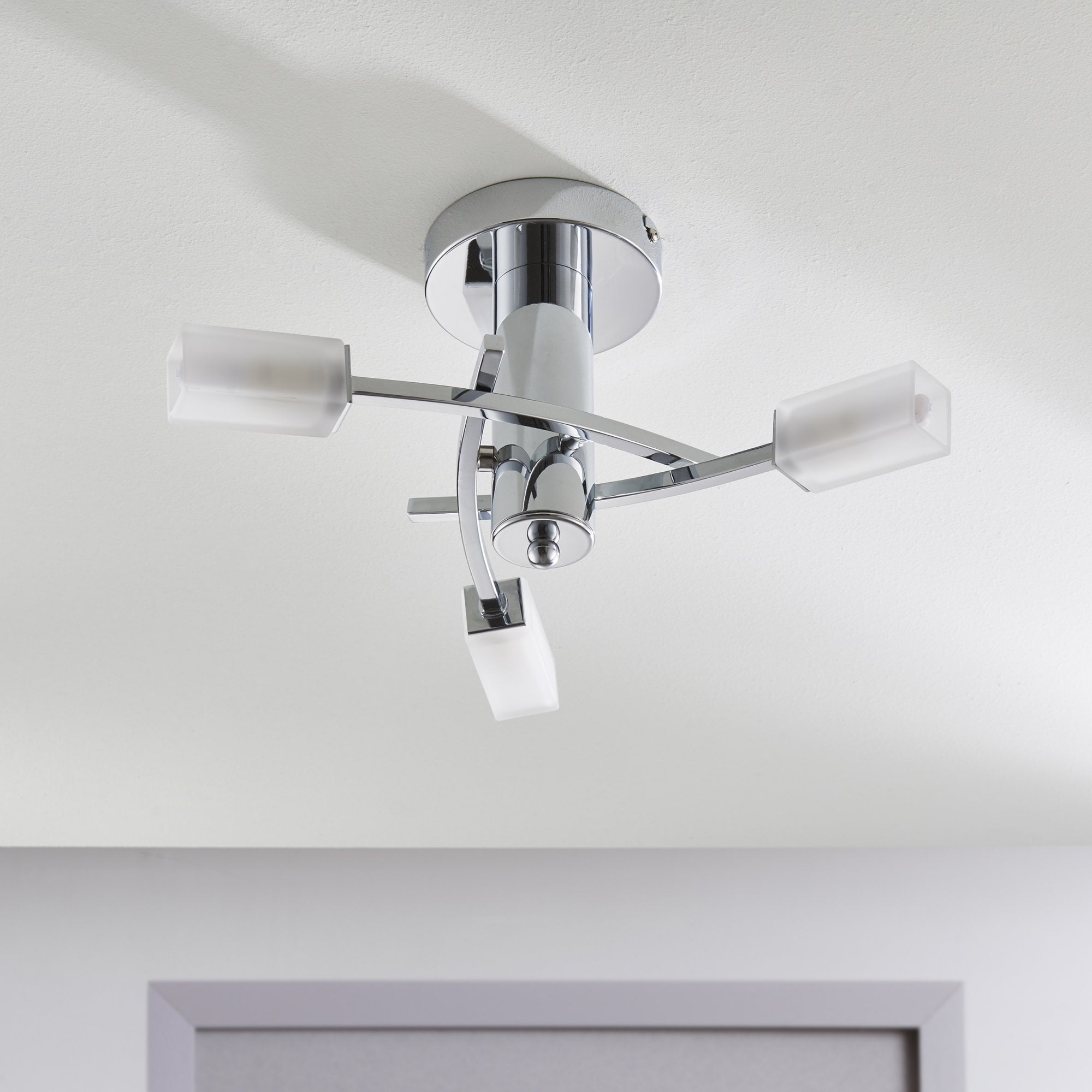 Endon Havana 3 Light Semi Flush Fitting  - Chrome Plate & Frosted Glass