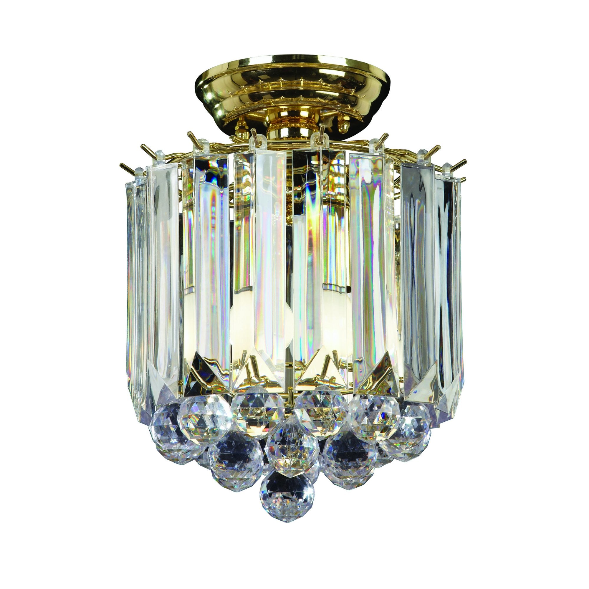 Endon Fargo 2 Light Flush Fitting - Brass Plate & Clear Acrylic