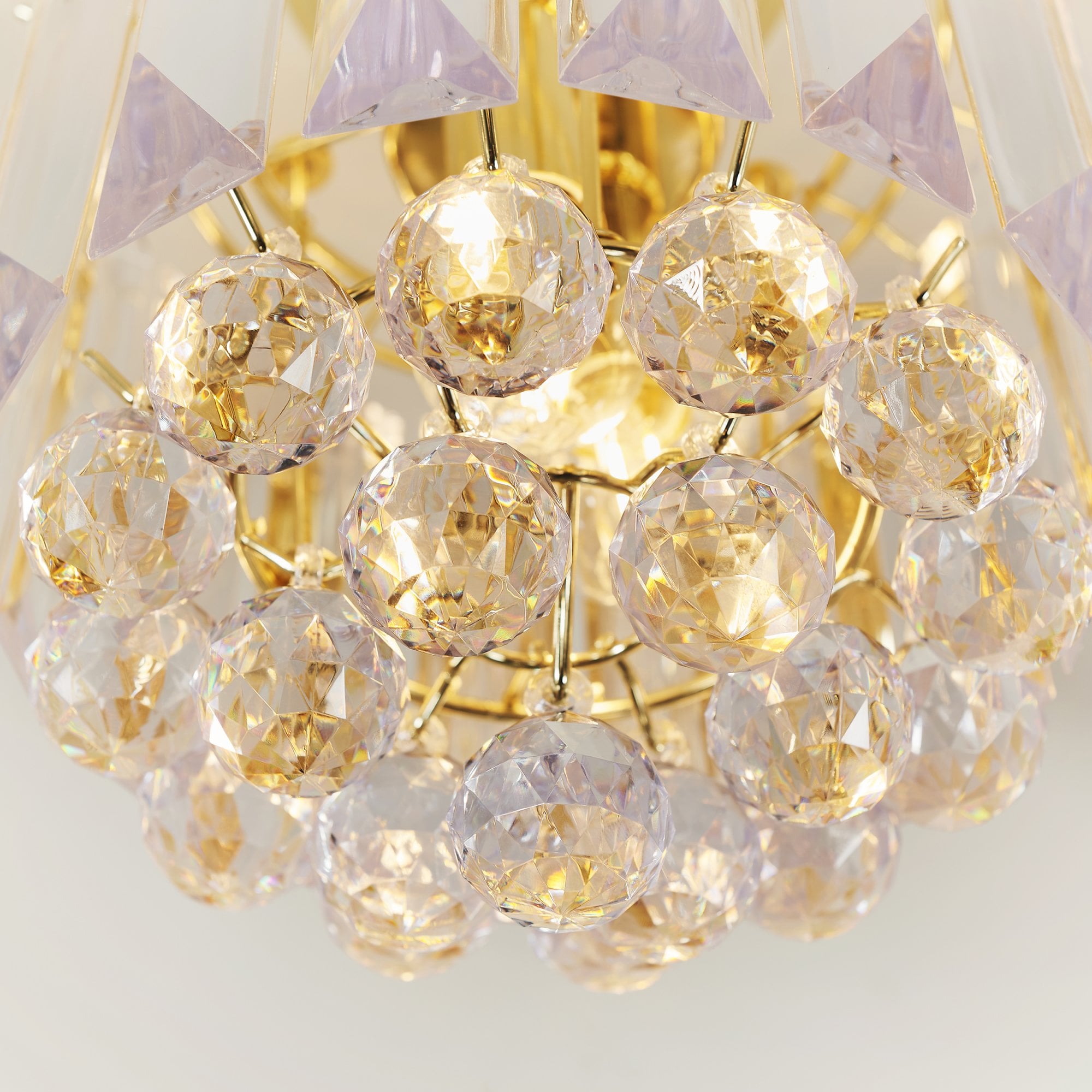 Endon Fargo 2 Light Flush Fitting - Brass Plate & Clear Acrylic