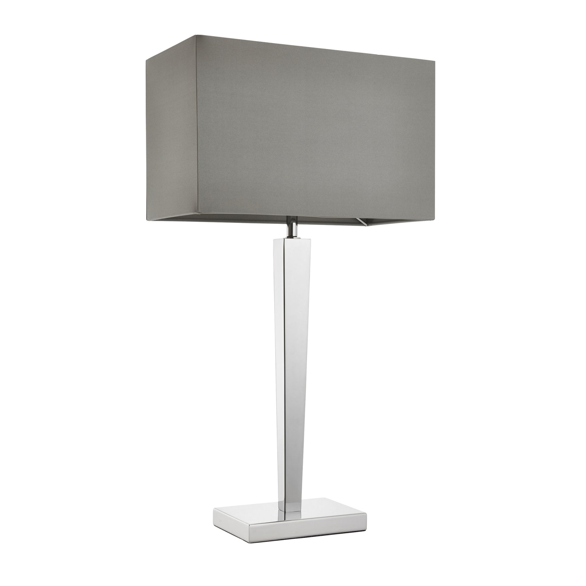 Endon Moreto Single Light Table Lamp  - Chrome Plate & Grey & Silver Fabric