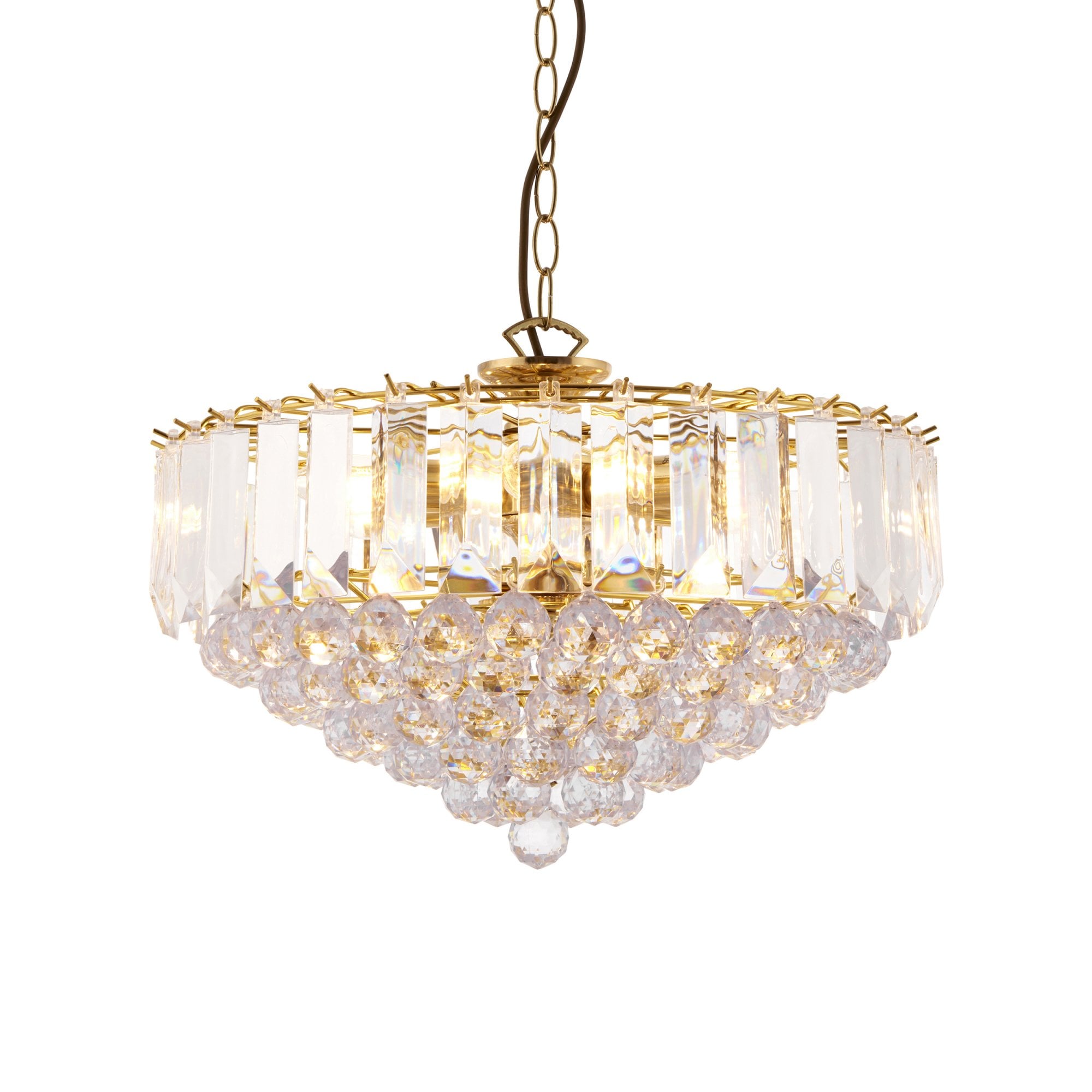 Endon Fargo 6 Light Pendant - Brass Plate & Clear Acrylic