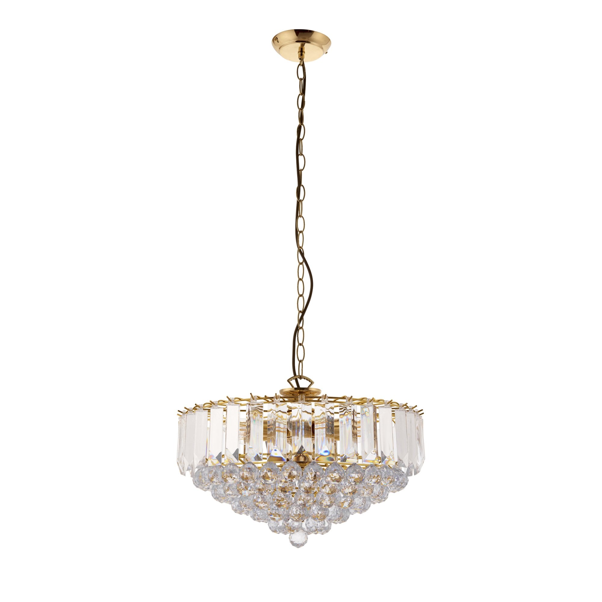 Endon Fargo 6 Light Pendant - Brass Plate & Clear Acrylic