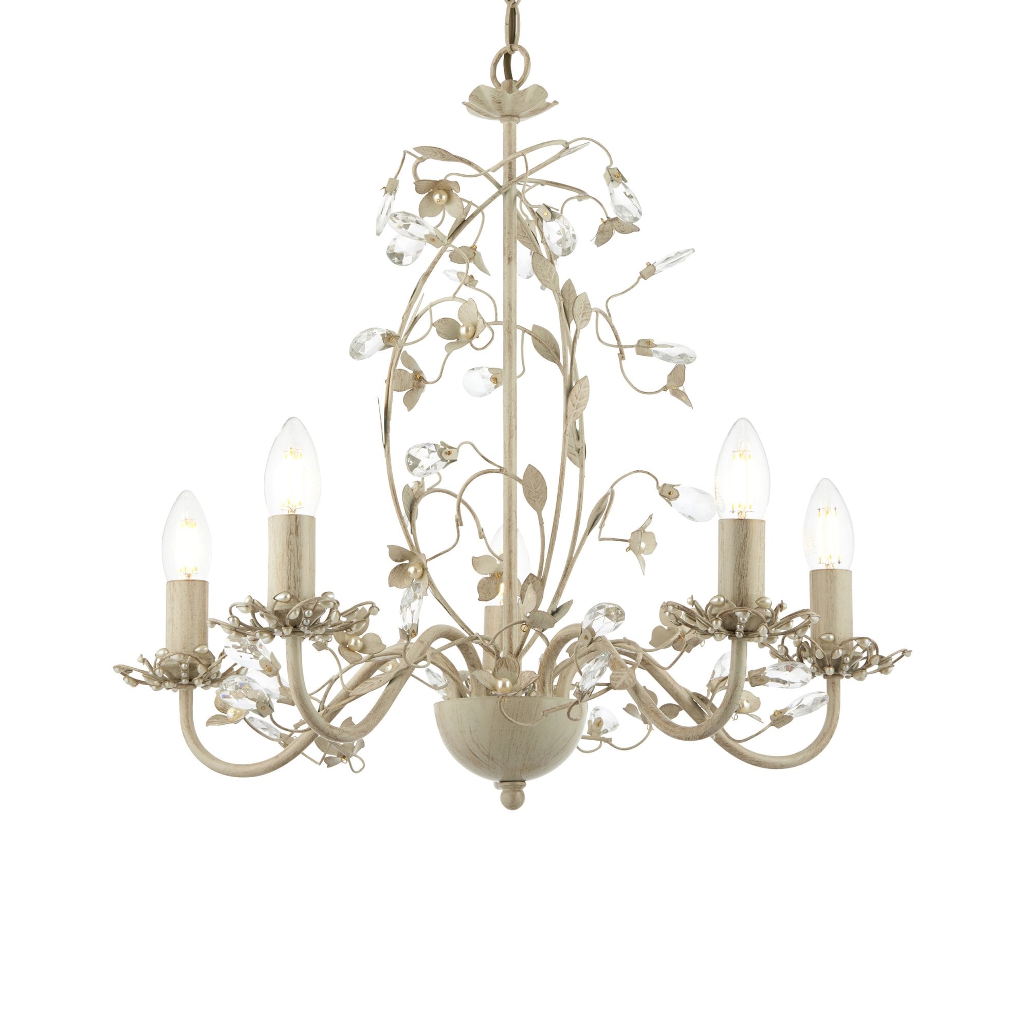 Endon Lullaby 5 Light Pendant  - Cream/Br Gold Paint & Clear/Pearl Acrylic