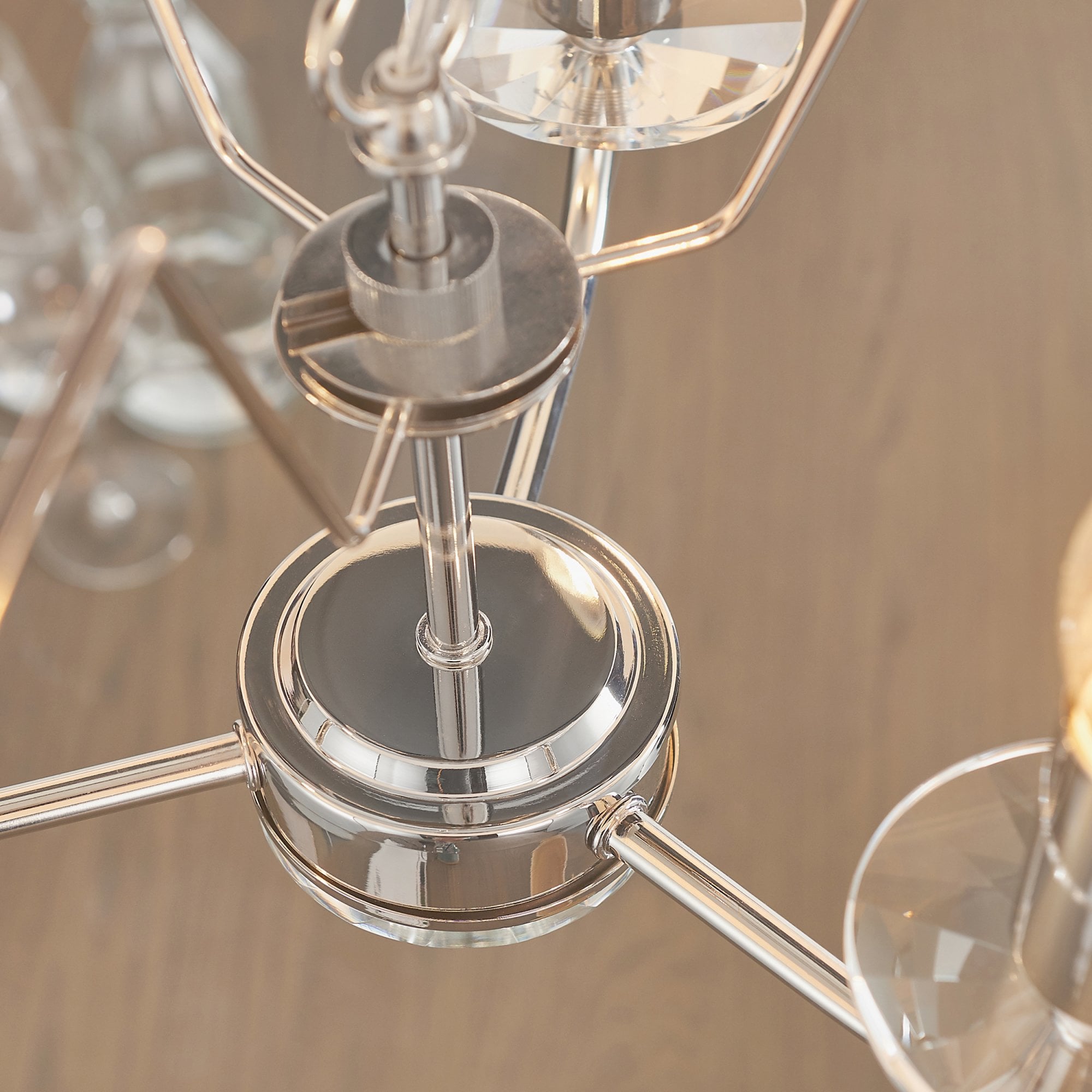 Endon Nixon 3 Light Pendant - Bright Nickel Plate & Vintage White Fabric