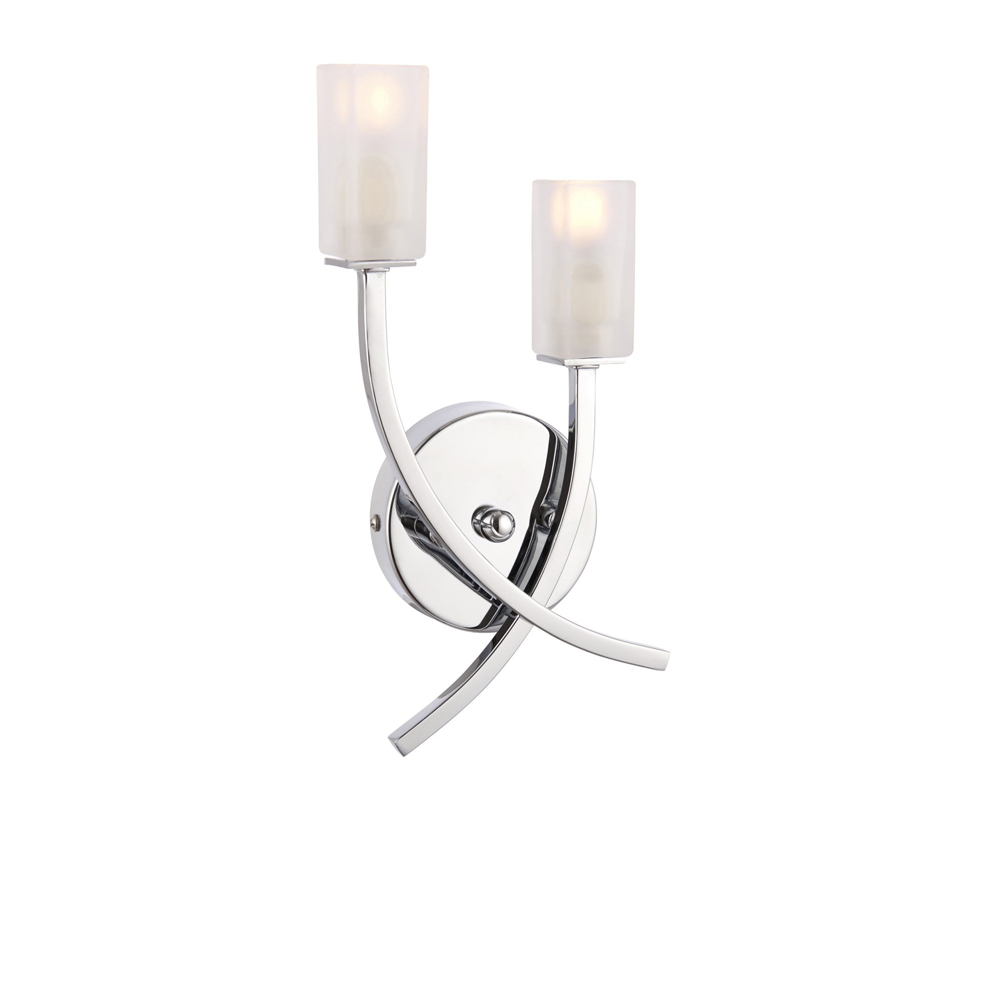 Endon Havana 2 Light Wall Light  - Chrome Plate & Frosted Glass