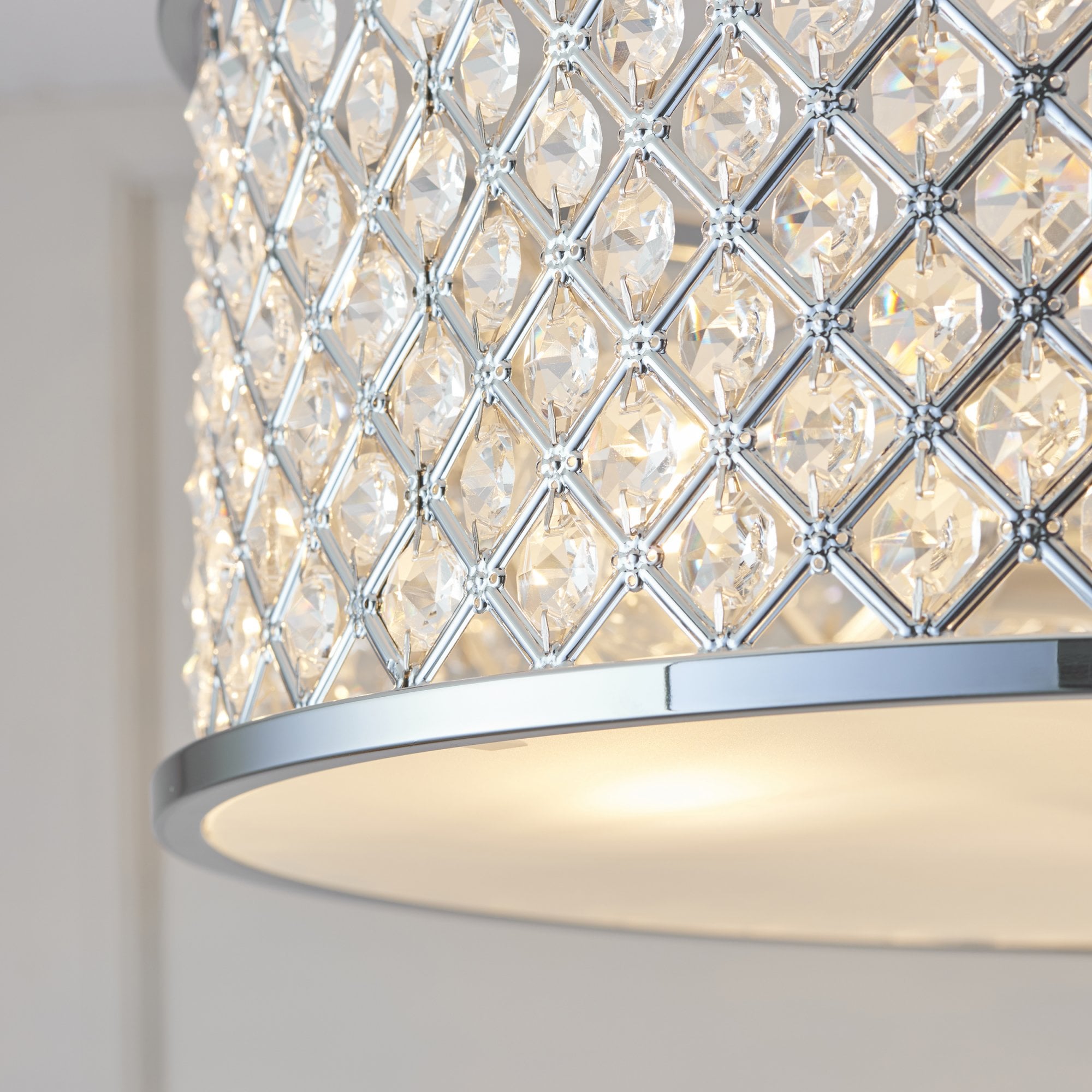 Endon Hudson 3 Light Flush Fitting  - Chrome Plate & Clear Crystal