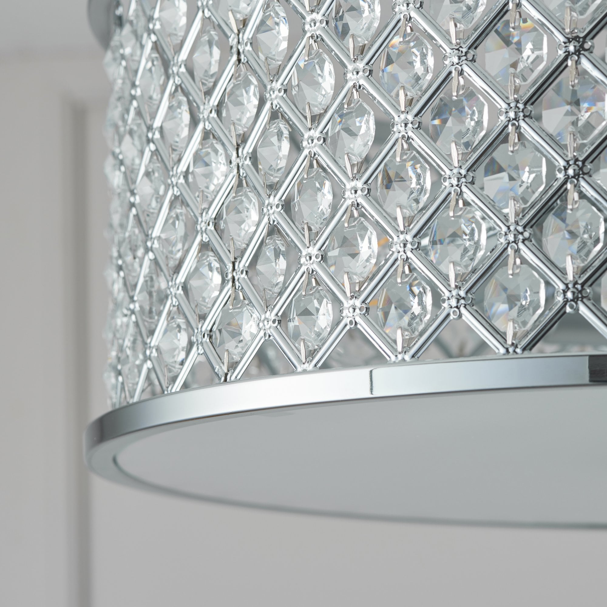 Endon Hudson 3 Light Flush Fitting  - Chrome Plate & Clear Crystal