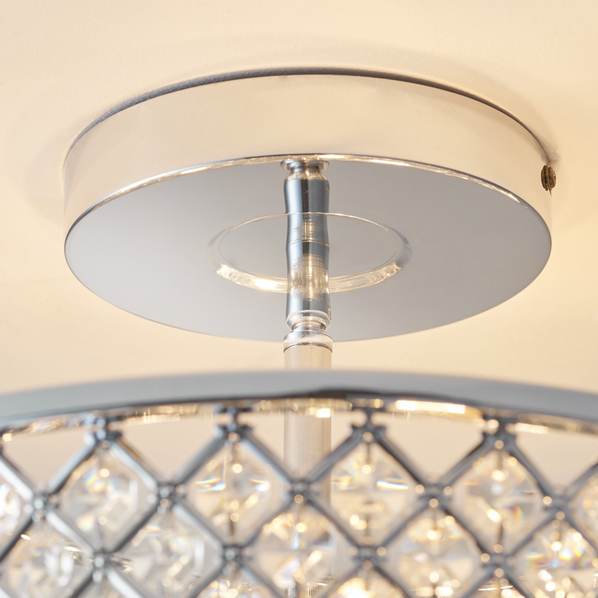 Endon Hudson 3 Light Flush Fitting  - Chrome Plate & Clear Crystal