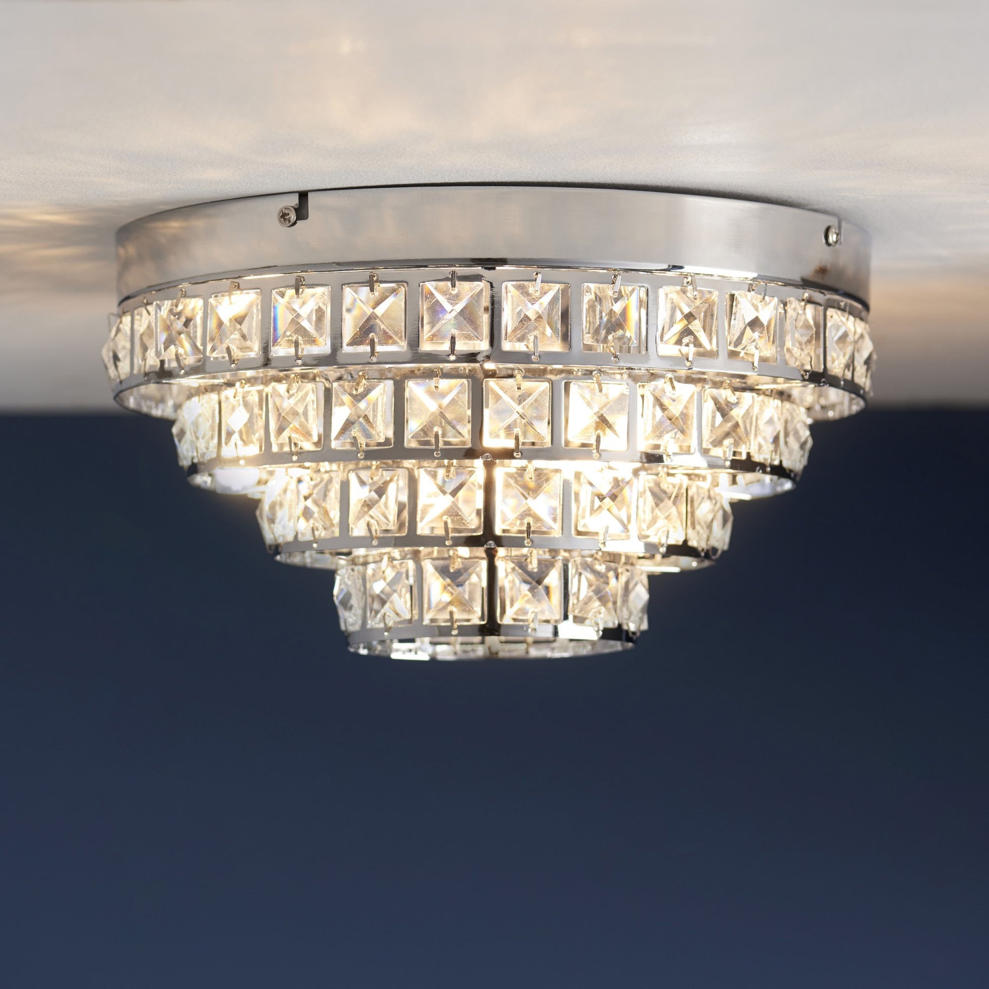 Endon Motown 4 Light Flush Fitting  - Chrome Plate & Clear Crystal
