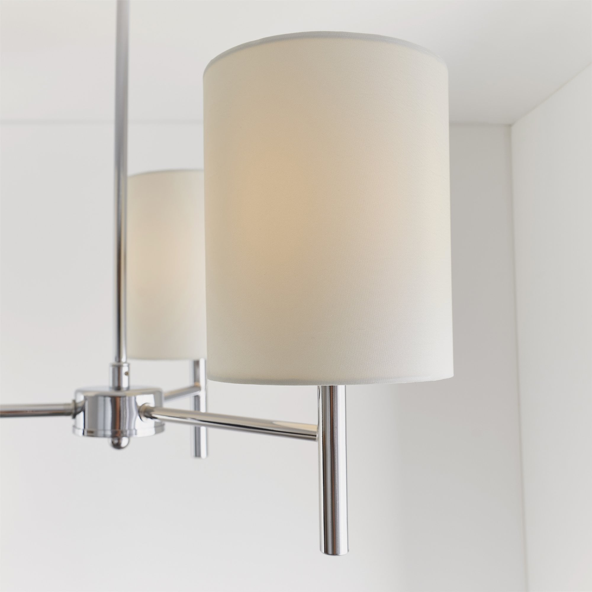 Endon Brio 3 Light Semi Flush Fitting  - Chrome Plate & Vintage White Fabric