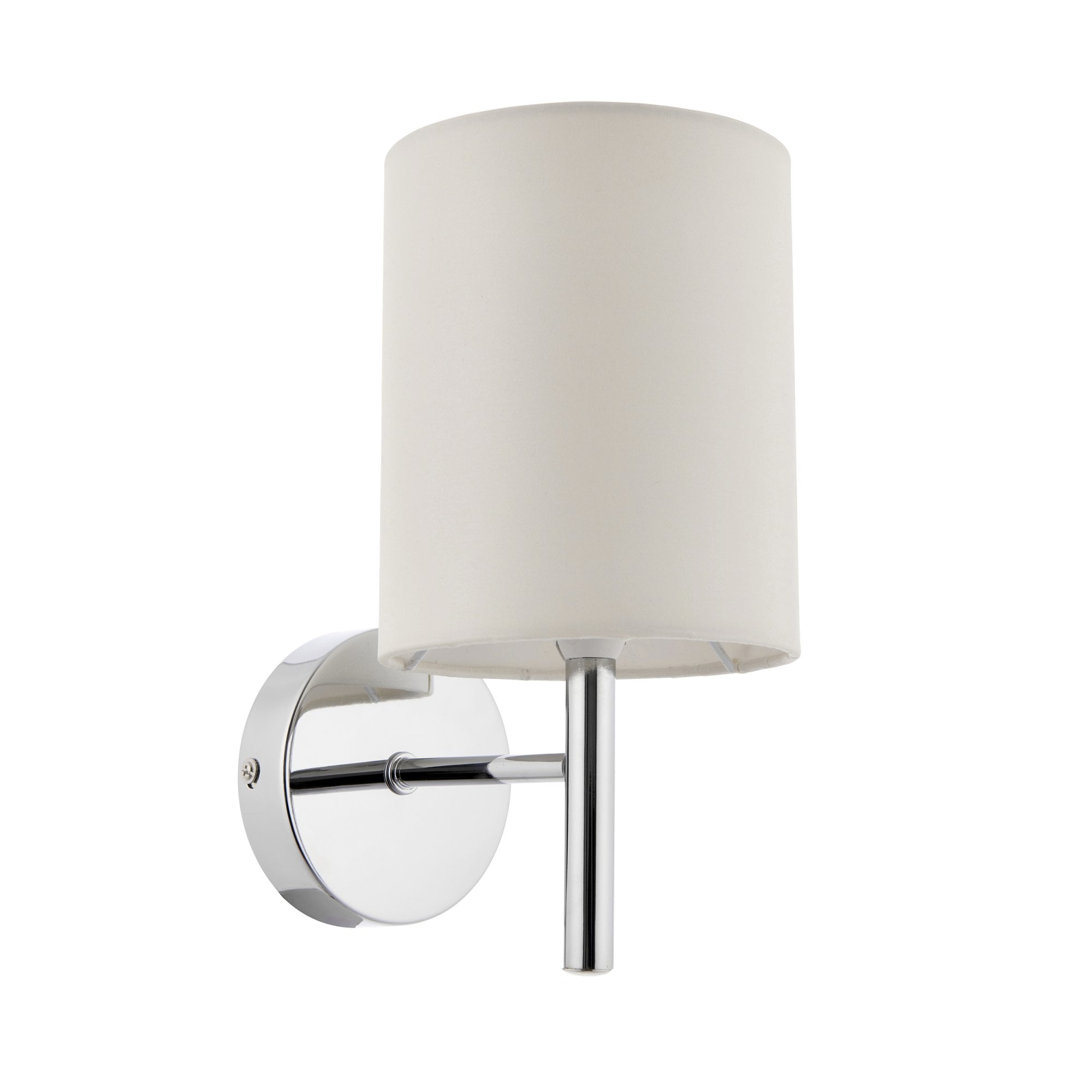 Endon Brio Single Light Wall Light  - Chrome Plate & Vintage White Fabric