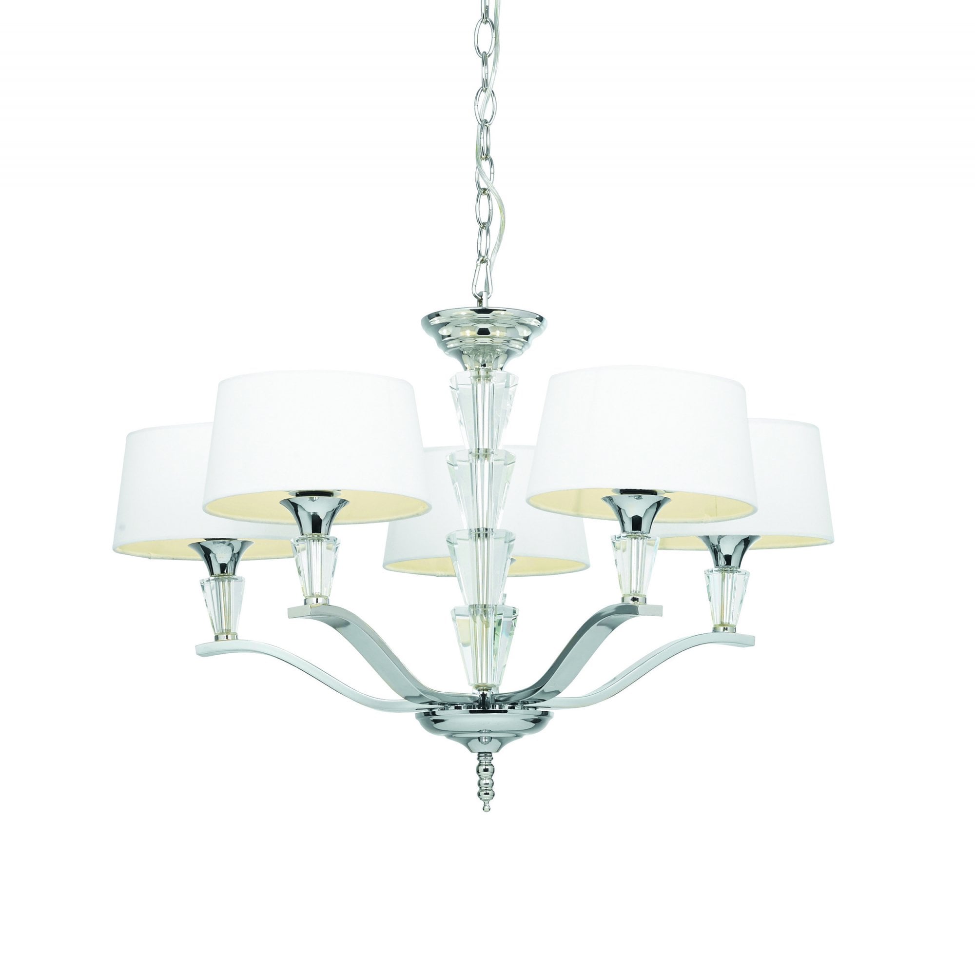 Endon Fiennes 5 Light Pendant  - Chrome Plate & Vintage White Fabric