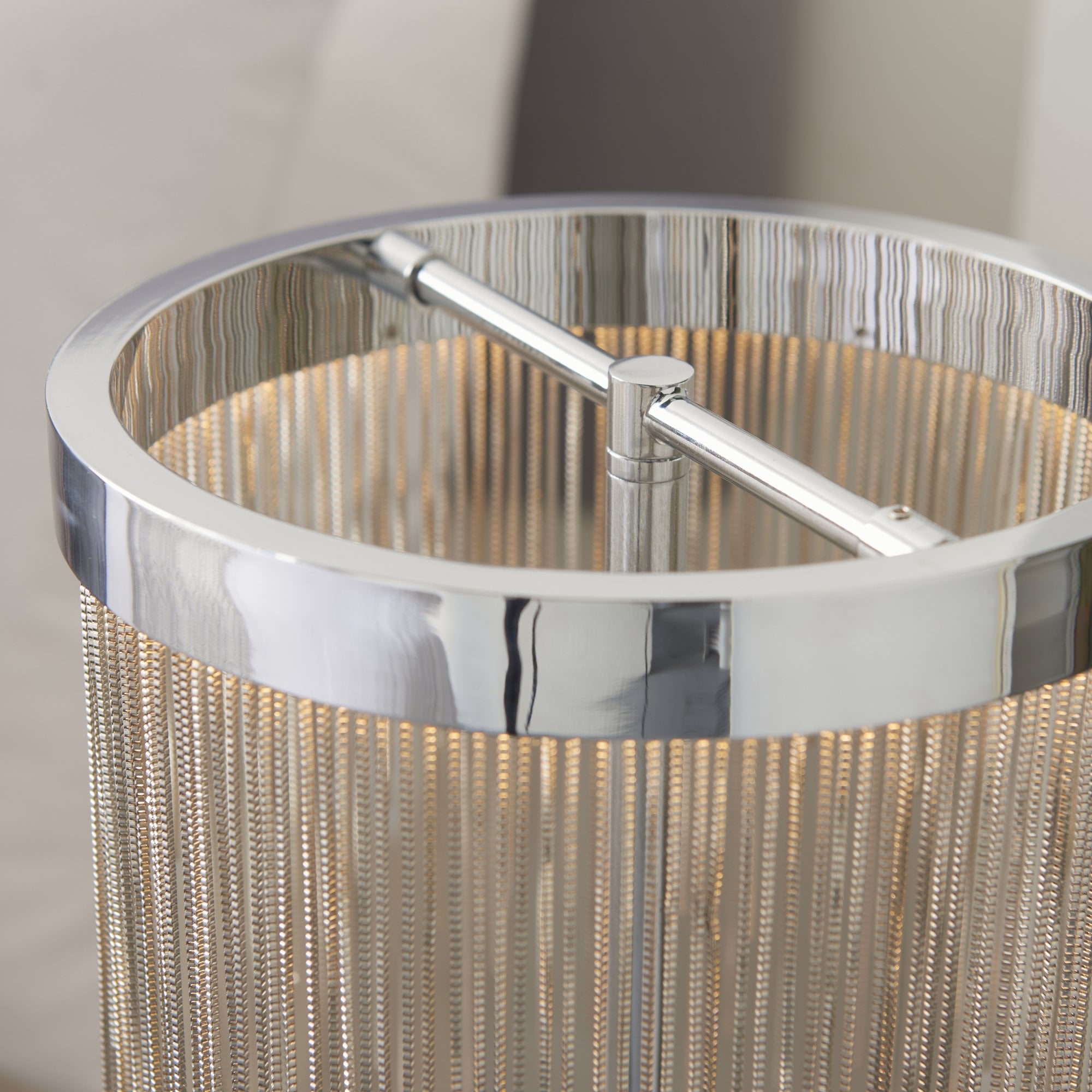 Endon Zelma Single Light Table Lamp  - Chrome Plate & Silver Effect Chain