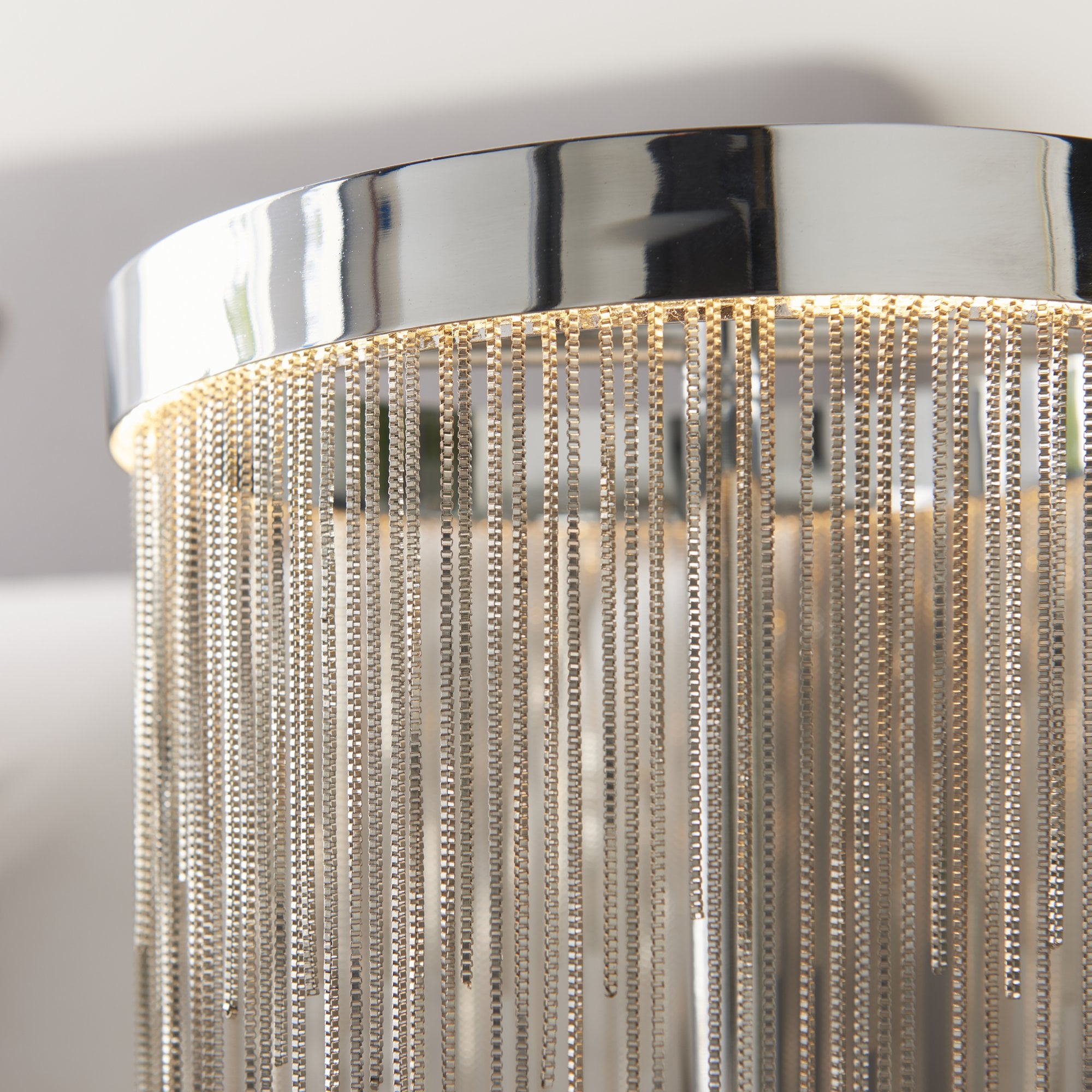 Endon Zelma Single Light Table Lamp  - Chrome Plate & Silver Effect Chain