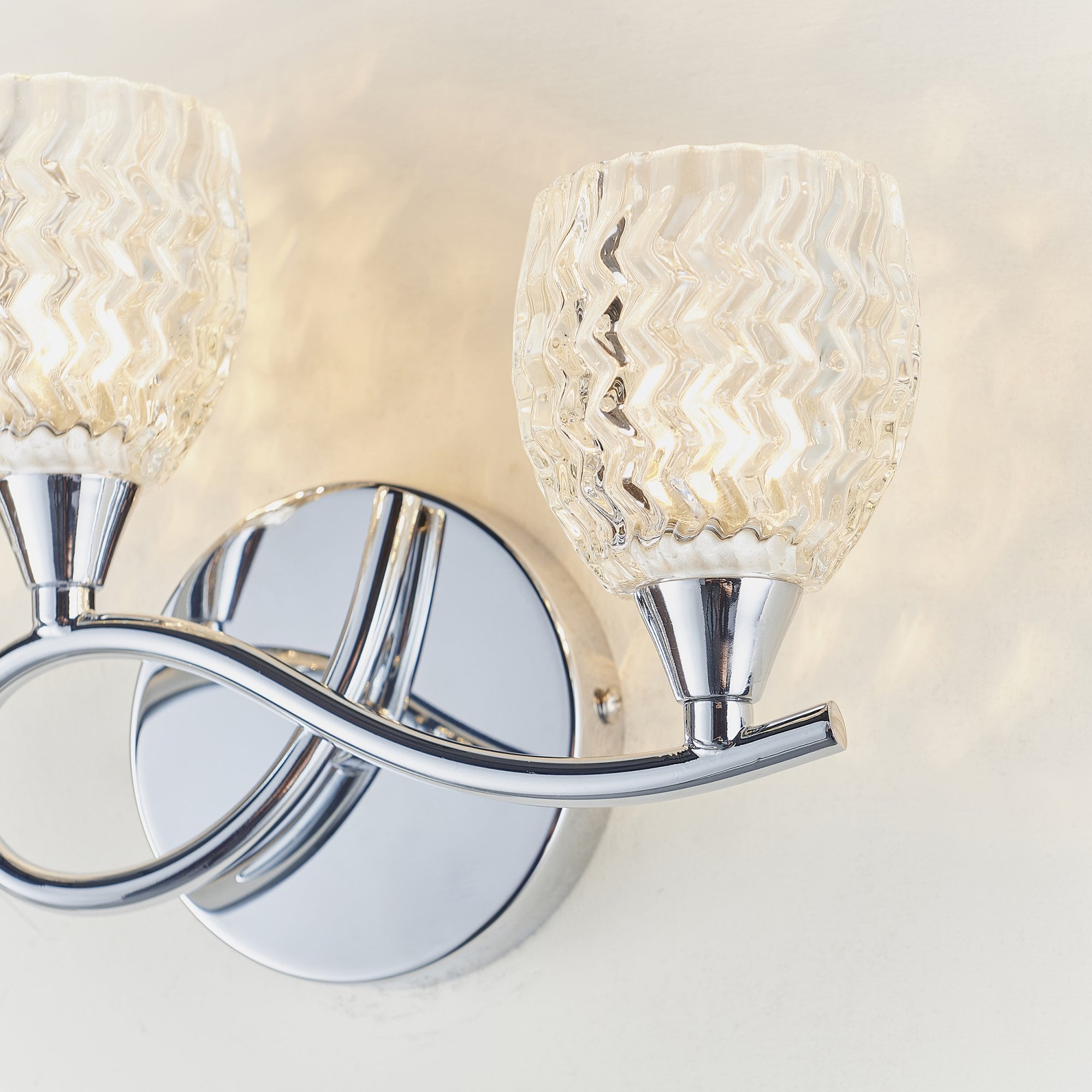 Endon Boyer 2 Light Left Wall Light  - Chrome Plate & Clear Glass