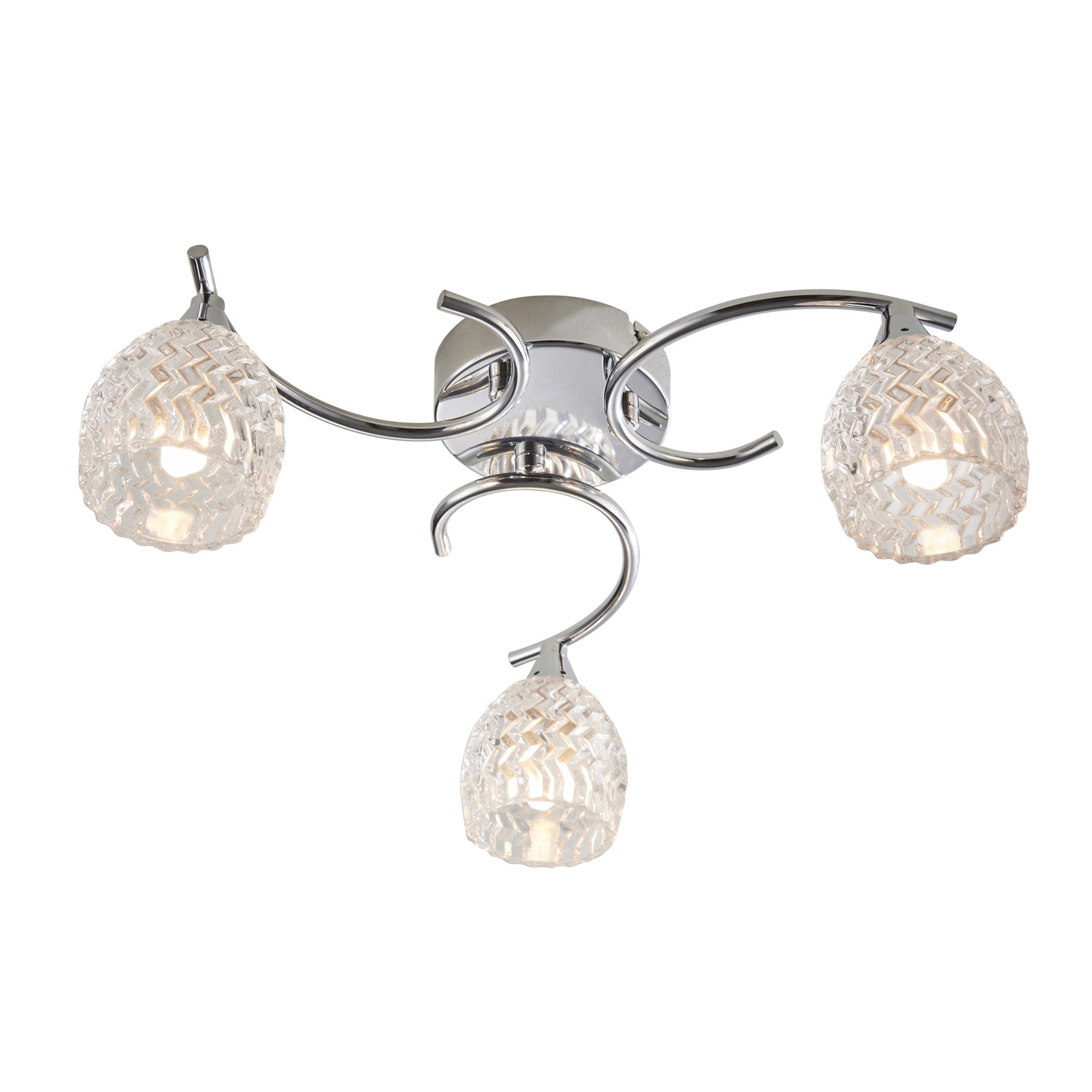 Endon Boyer 3 Light Semi Flush Fitting  - Chrome Plate & Clear Glass