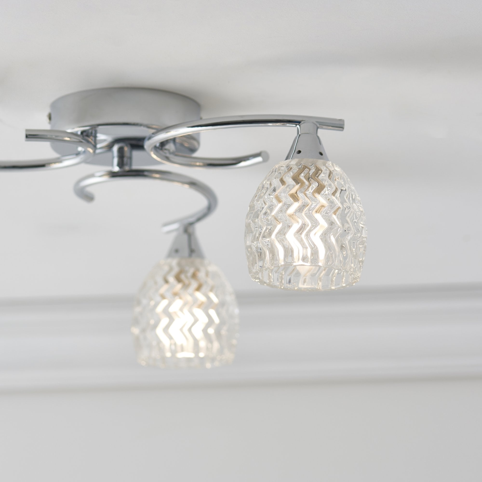 Endon Boyer 3 Light Semi Flush Fitting  - Chrome Plate & Clear Glass
