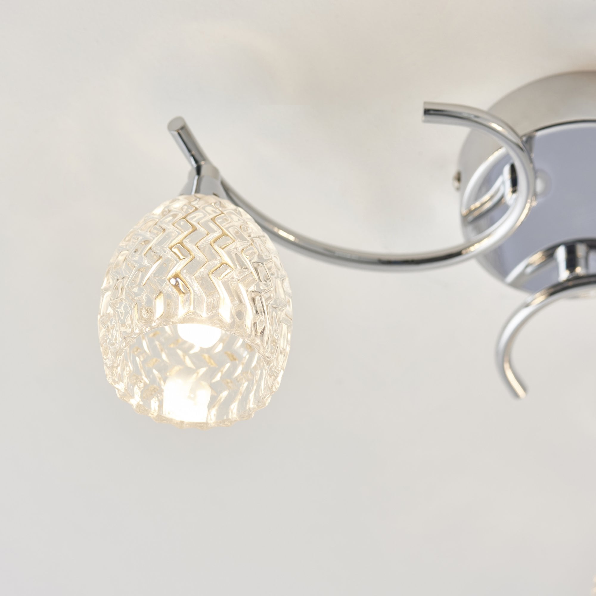 Endon Boyer 3 Light Semi Flush Fitting  - Chrome Plate & Clear Glass