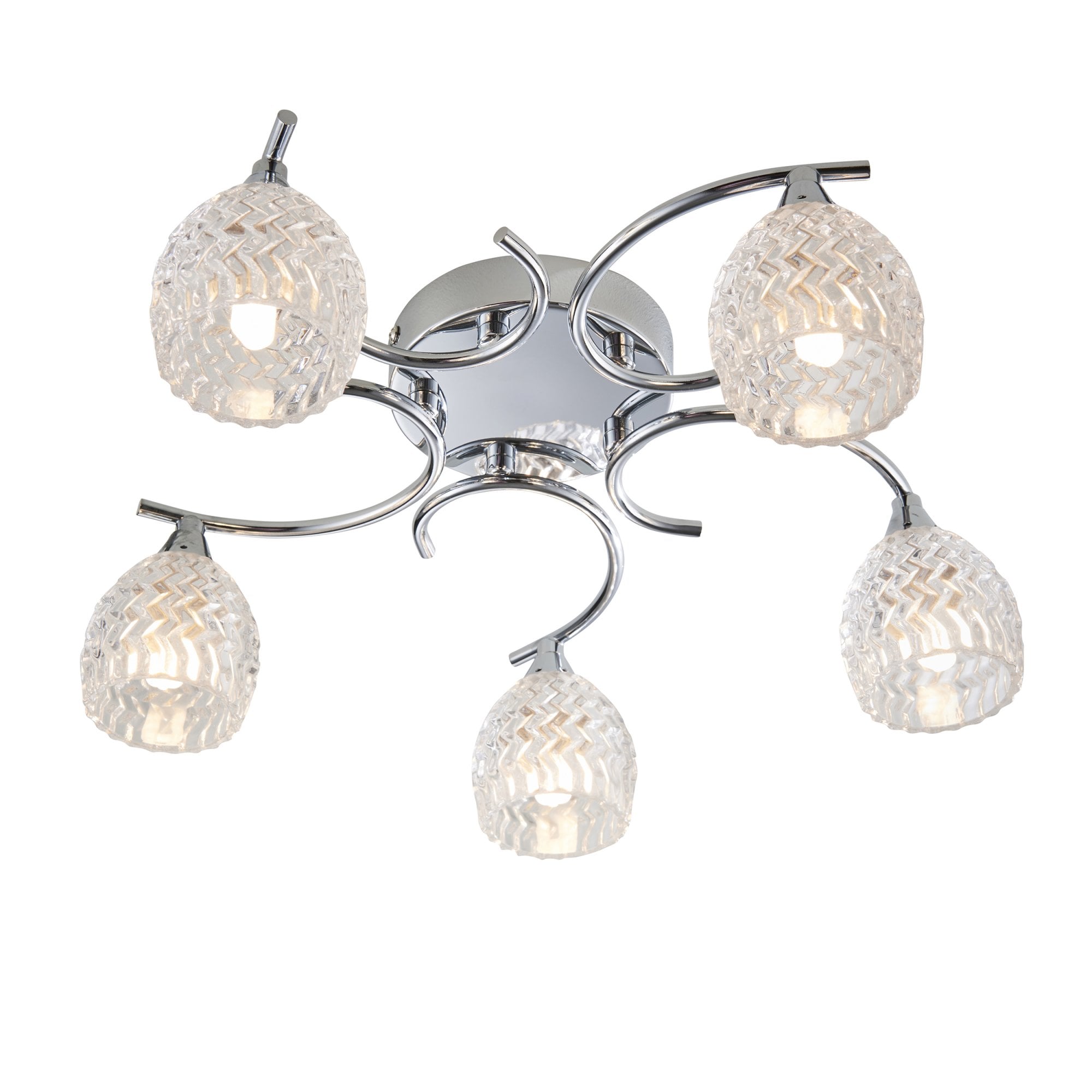 Endon Boyer 5 Light Semi Flush Fitting  - Chrome Plate & Clear Glass
