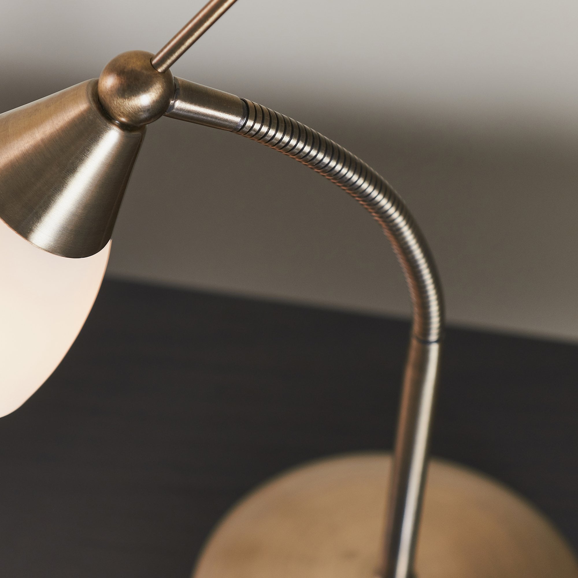 Endon Range Single Light Table Lamp - Antique Brass Plate & White Glass