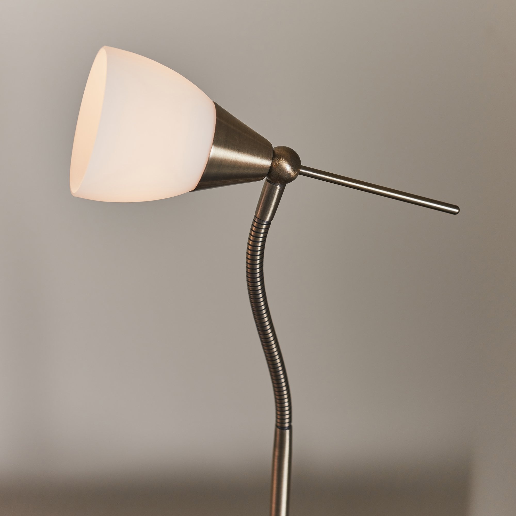 Endon Range Single Light Table Lamp - Antique Brass Plate & White Glass