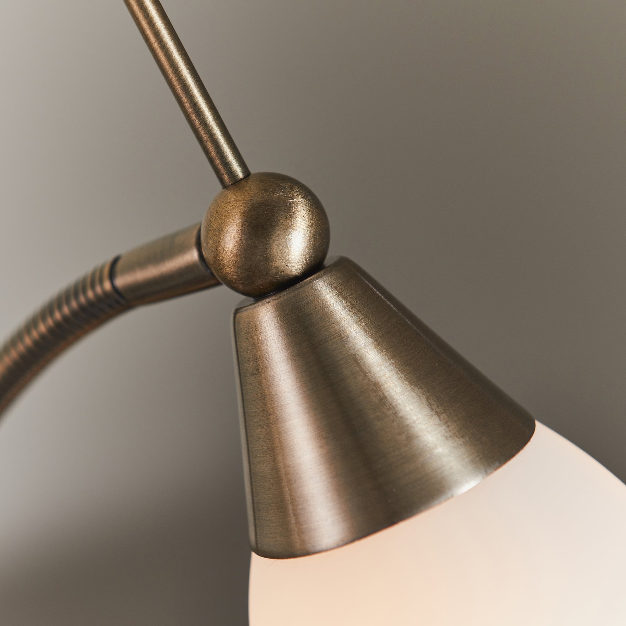 Endon Range Single Light Table Lamp - Antique Brass Plate & White Glass