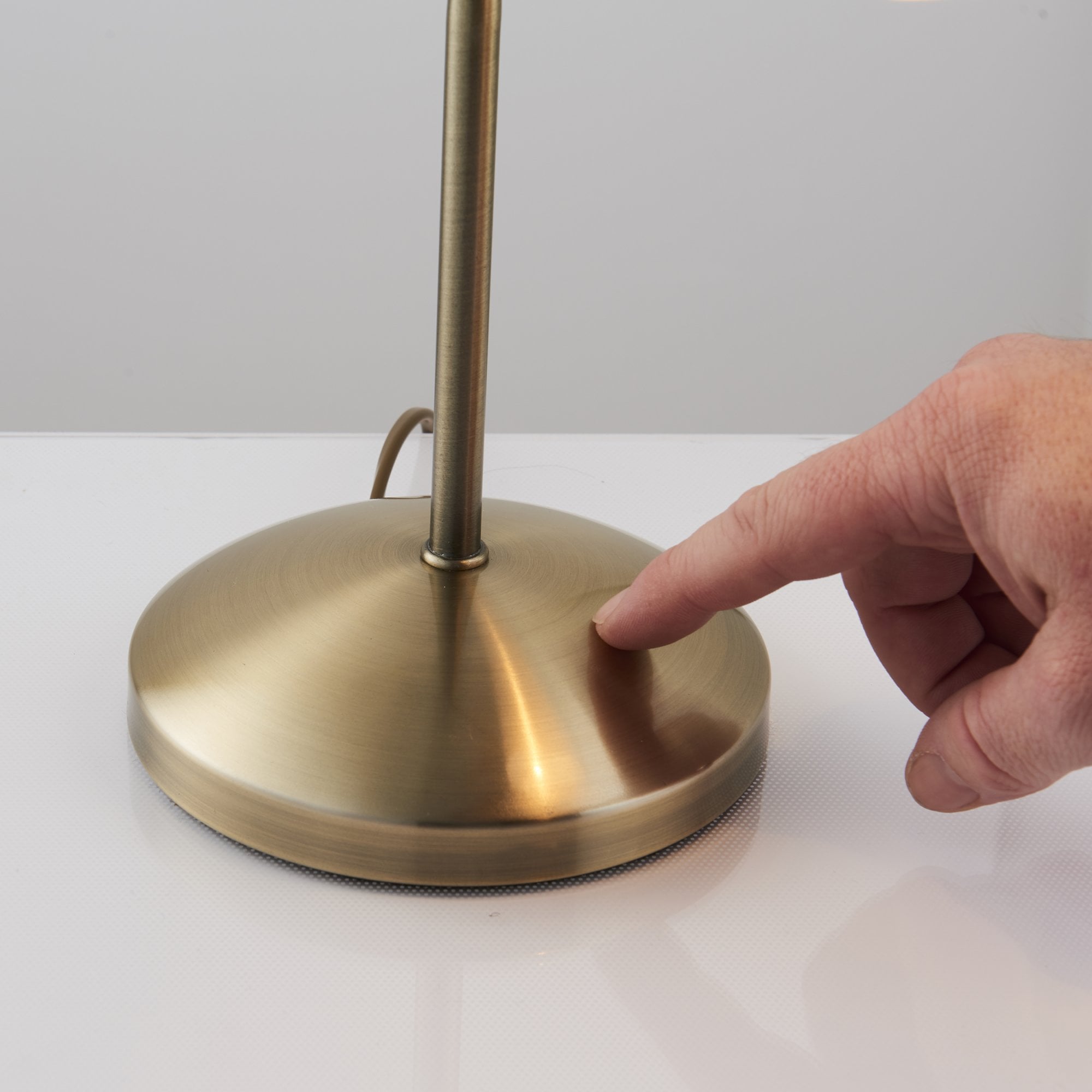 Endon Range Single Light Table Lamp - Antique Brass Plate & White Glass