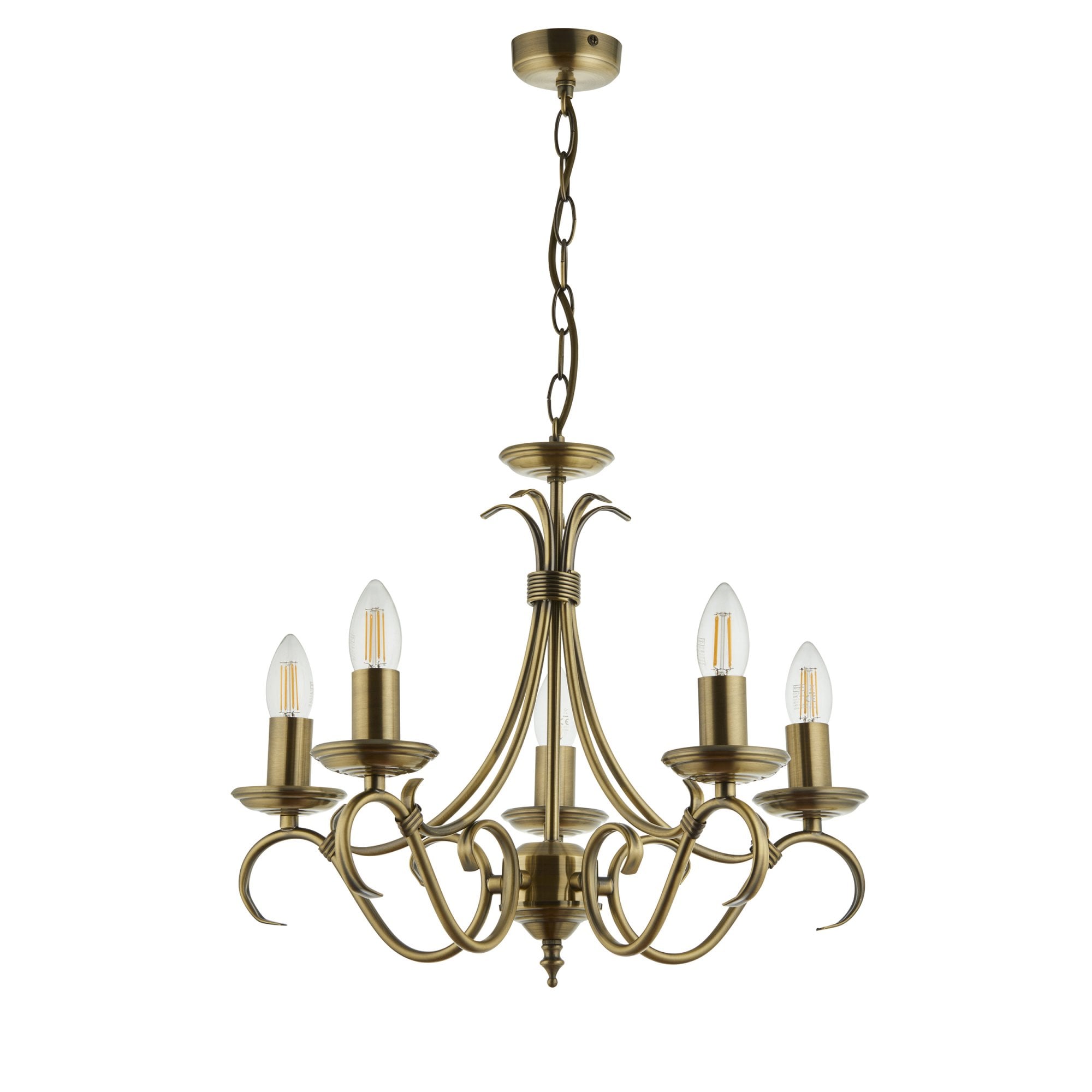 Endon Bernice 5 Light Pendant - Antique Brass Plate